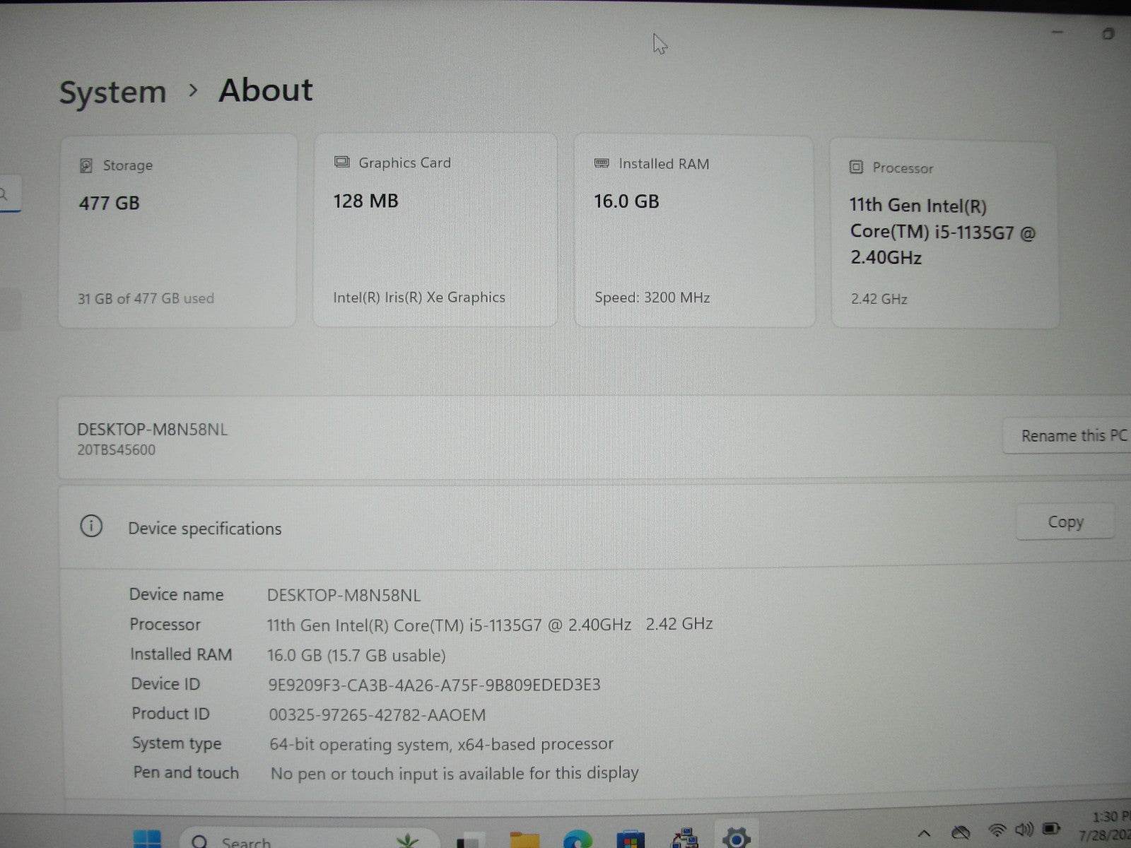 Lenovo ThinkPad E14 Gen 2 14”FHD Core i5-1135G7 2.4GHz 16GB SSD Reset 512GB - Tested Computer Laptop Parts