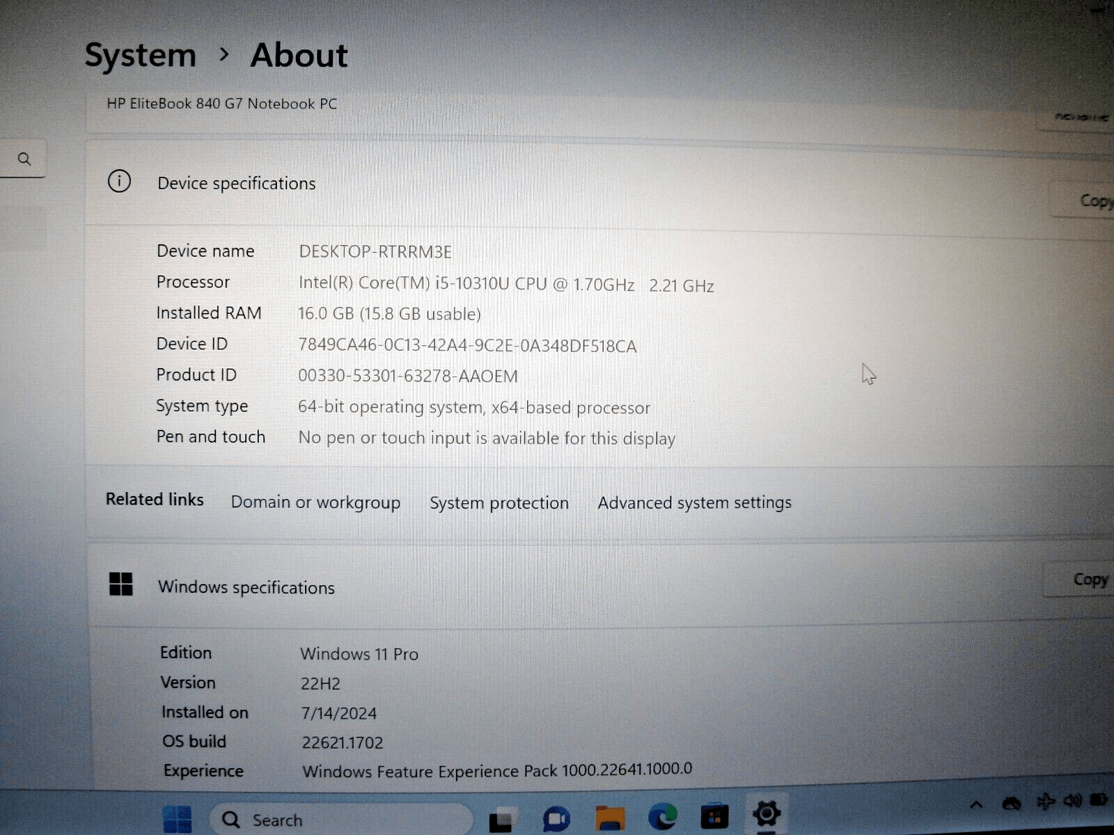 HP EliteBook 840 G7 FHD Core i5-10310U 1.7GHz 16GB 512GB SSD + Charger - Tested Computer Laptop Parts