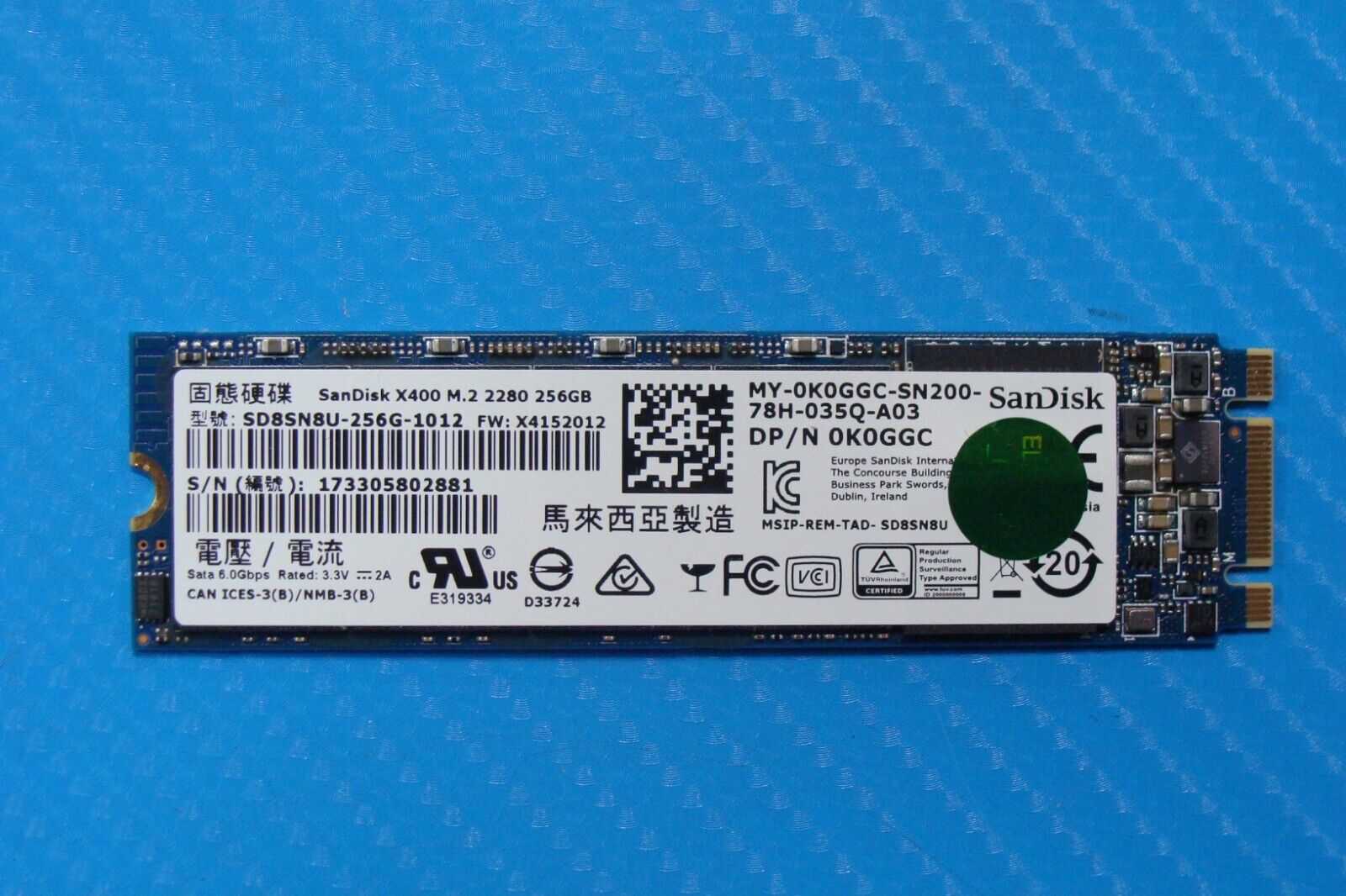 Dell 7373 SanDisk 256GB SATA M.2 SSD Solid State Drive SD8SN8U-256G-1012 K0GGC