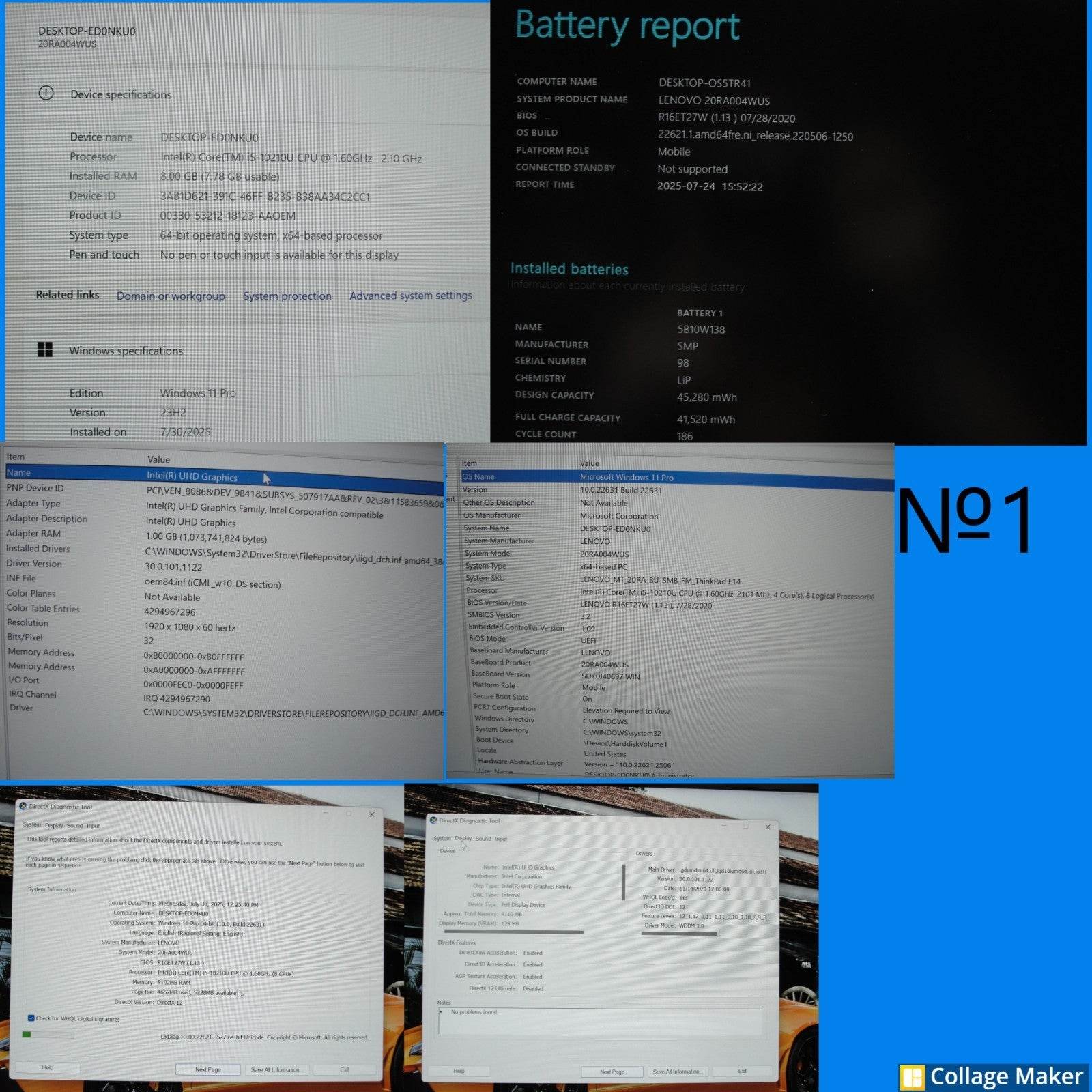 Lenovo ThinkPad E14 14”FHD Intel Core i5-10210U 1.6GHz 8GB HDD Reset 1TB+Charger - Tested Computer Laptop Parts