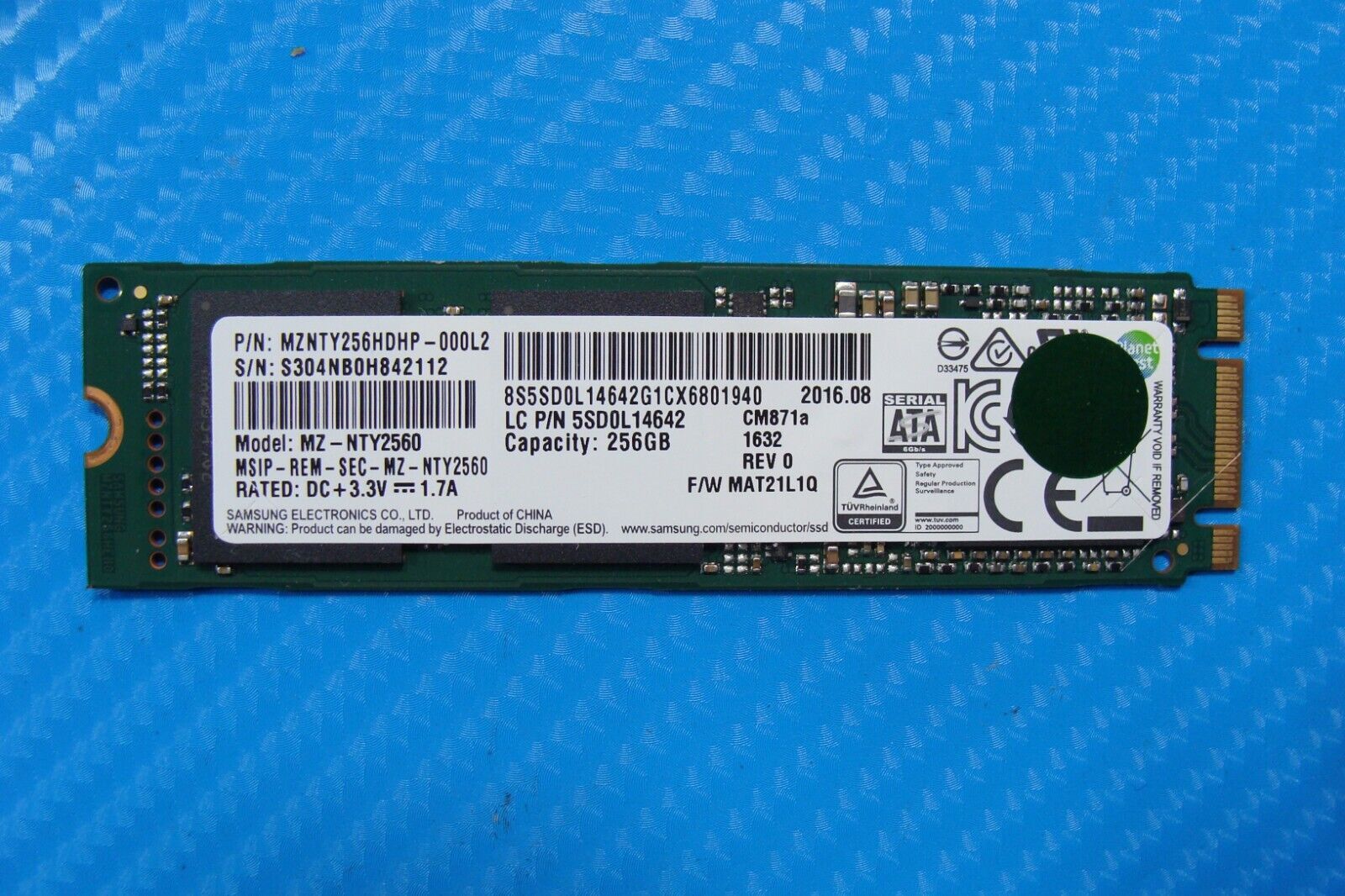 Lenovo 710-14IKB Samsung M.2 SATA 256GB SSD Solid State Drive MZNTY256HDHP-000L2