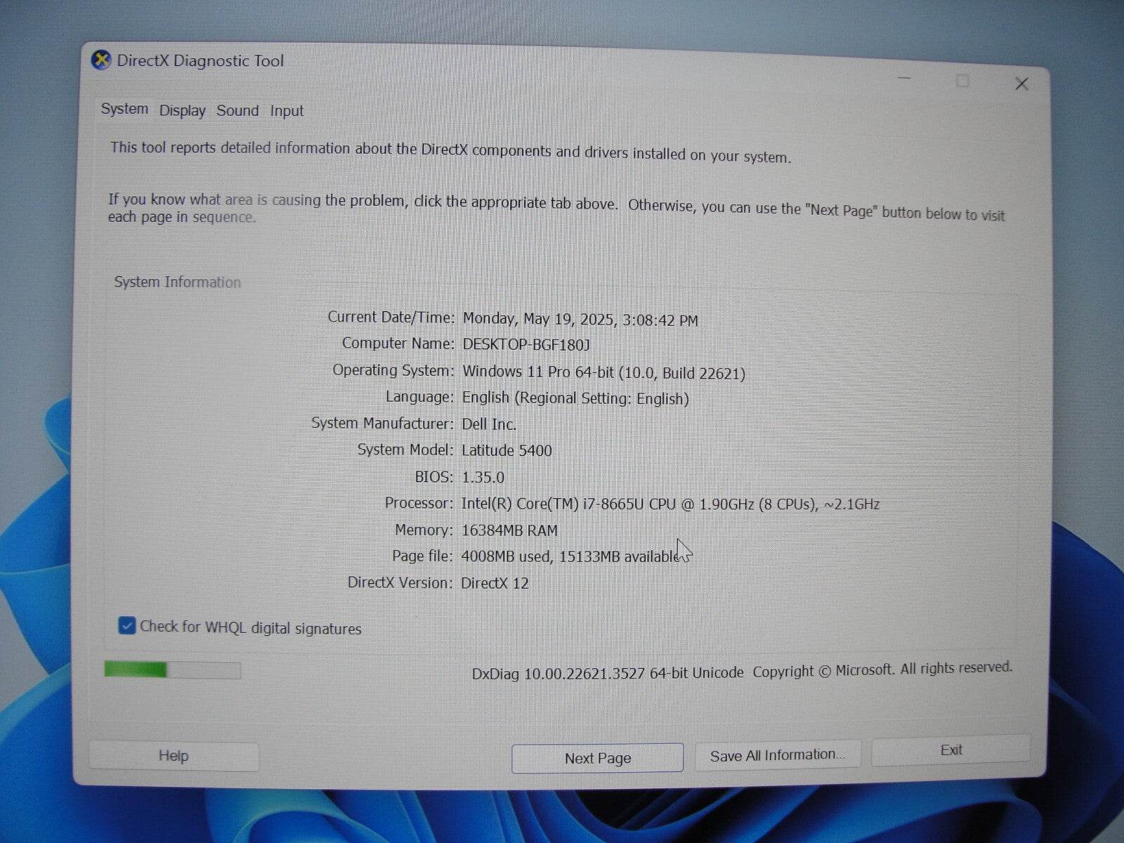 Dell Latitude 5400 14”FHD Intel Core i7-8665U 1.9GHz 16GB 512GB SSD + Charger - Tested Computer Laptop Parts