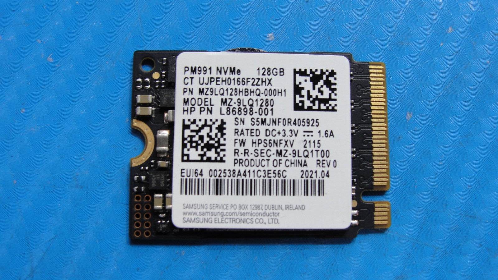 HP 14c-cc0013dx Samsung 128GB M.2 NVME SSD MZ9LQ128HBHQ-000H1 - Tested Computer Laptop Parts