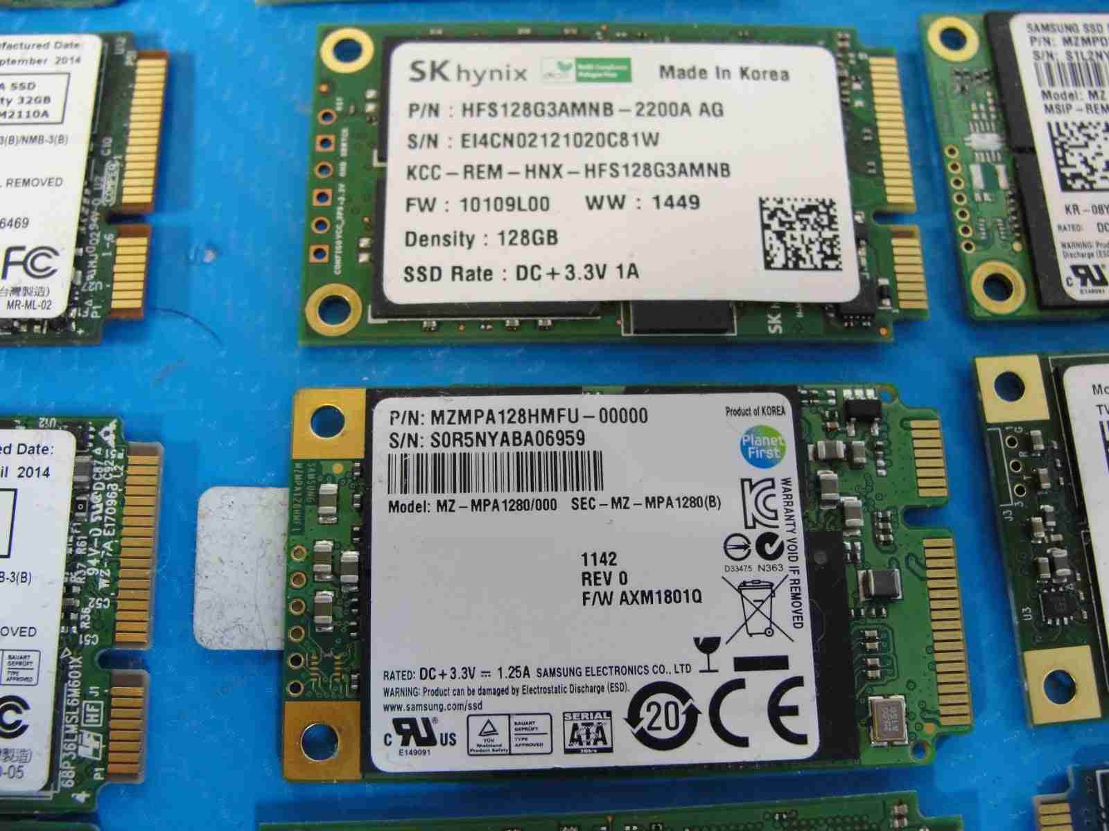 LOT of 38x mSATA Laptop SSD Drive 128/256/512 GB Mix Capacity /Mix Brand - Tested Computer Laptop Parts