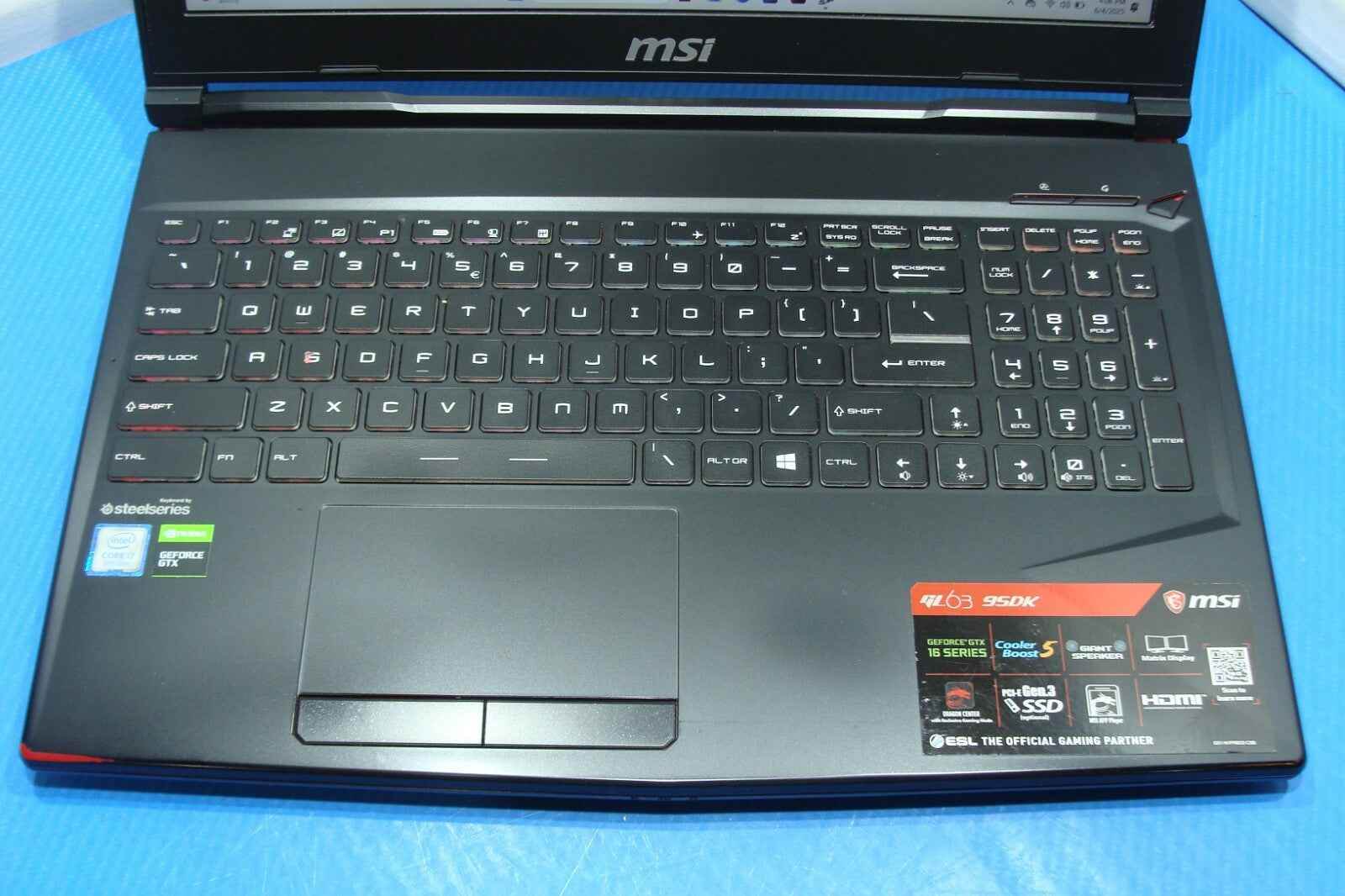MSI GL63 9SDK 15.6'' FHD i7-9750H 2.6GHz 16GB 512GB/1TB GTRX 1660 Ti Battery 91% - Tested Computer Laptop Parts