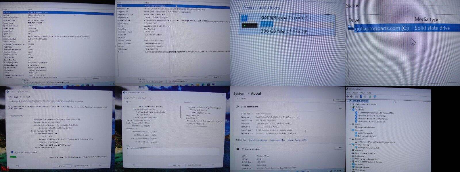 Dell Latitude 7490 14” FHD Intel Core i7-8650U 1.9GHz 16GB SSD 512GB - Tested Computer Laptop Parts