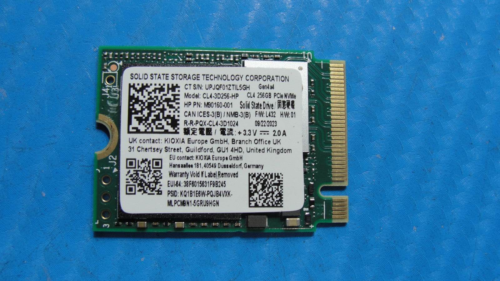 HP 14c-cd0053dx KIOXIA 256GB NVMe M.2 SSD CL4-3D256-HP M90160-001 - Tested Computer Laptop Parts