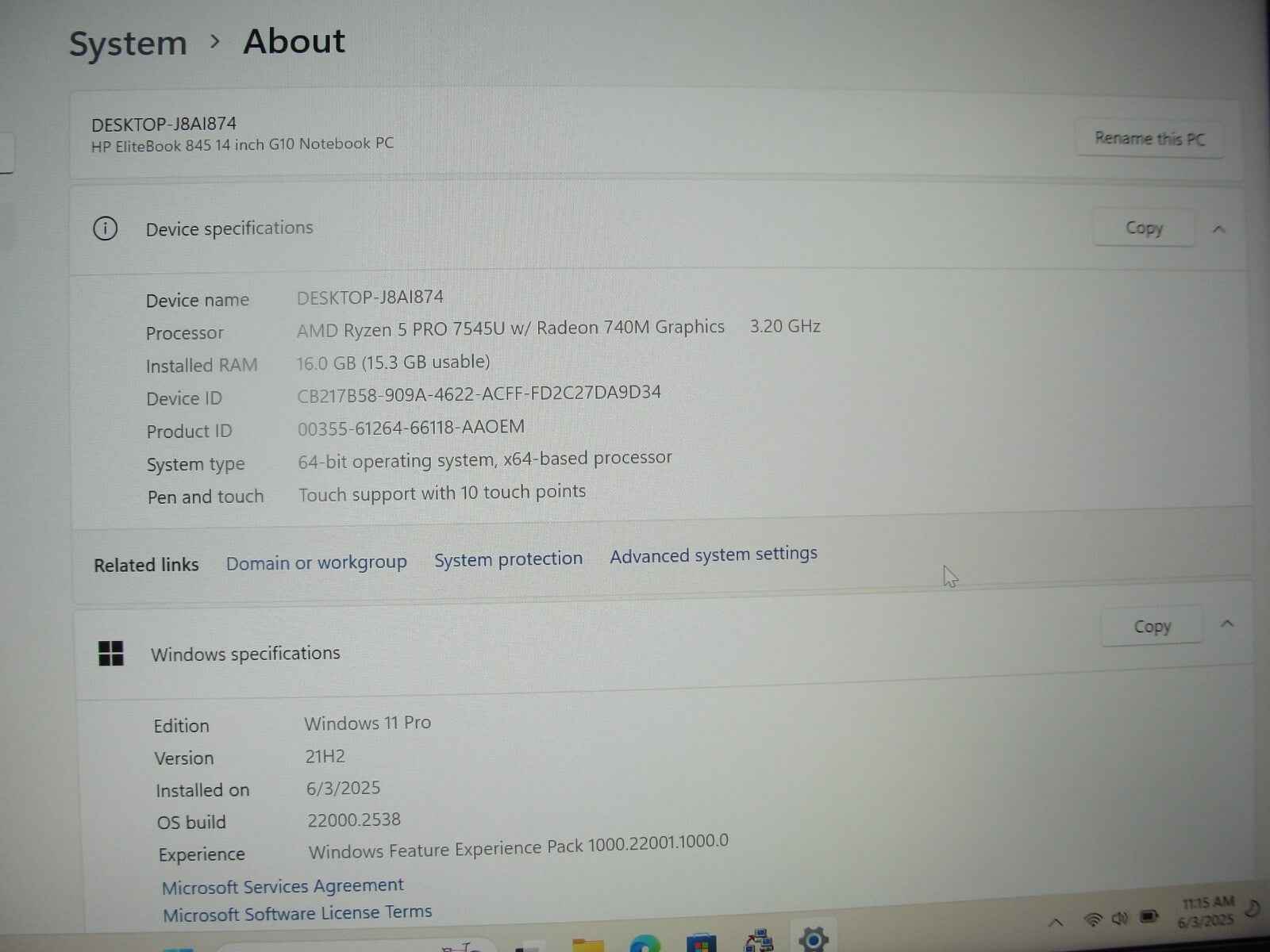 HP EliteBook 845 G10 14”TOUCH FHD Ryzen 5Pro 7545U 3.2GHz 16GB 512GBSSD Warranty - Tested Computer Laptop Parts