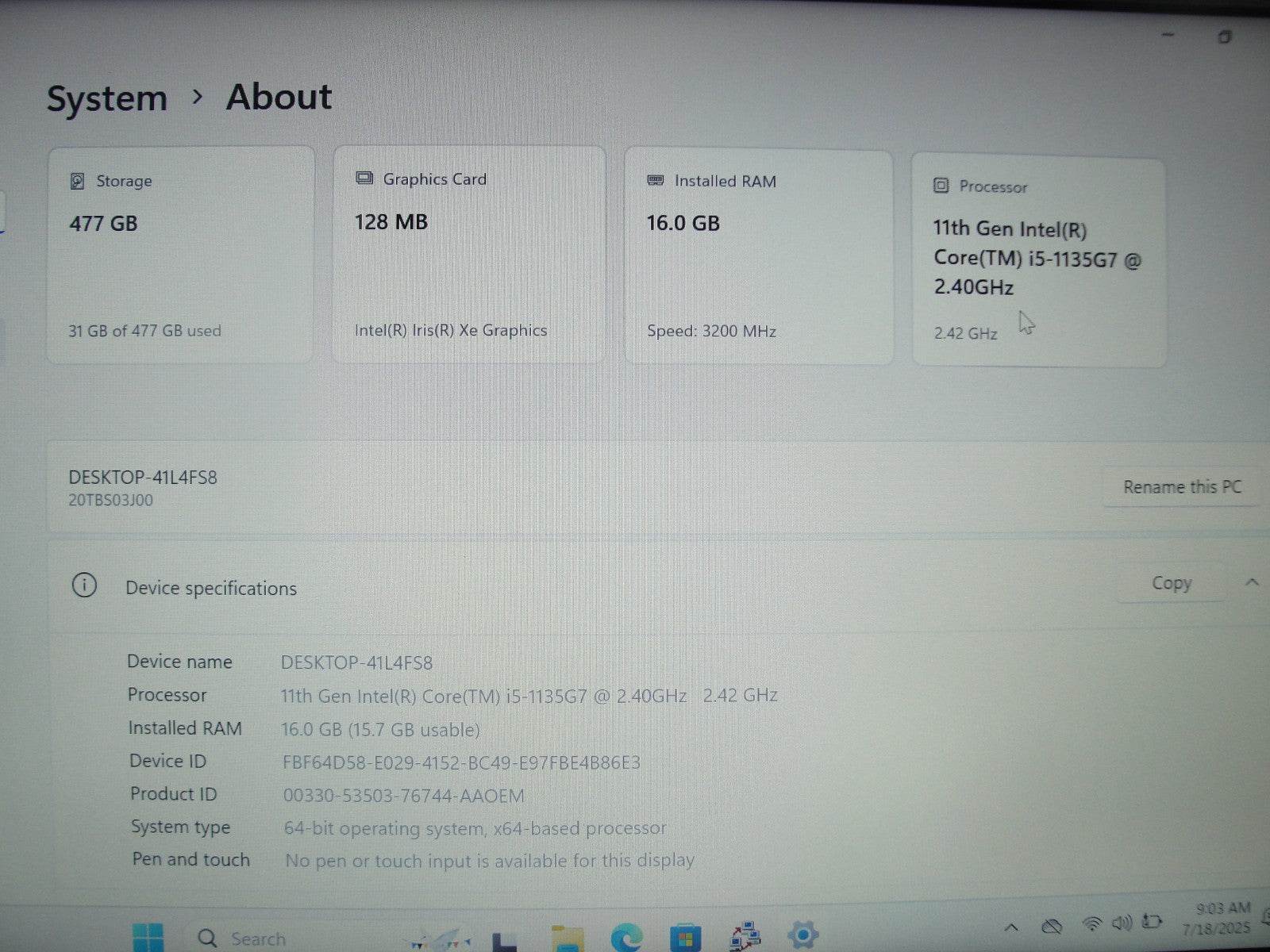 Lenovo ThinkPad E14 Gen 2 14” FHD Intel Core i5-1135G7 2.4GHz 16GB 512GB SSD - Tested Computer Laptop Parts