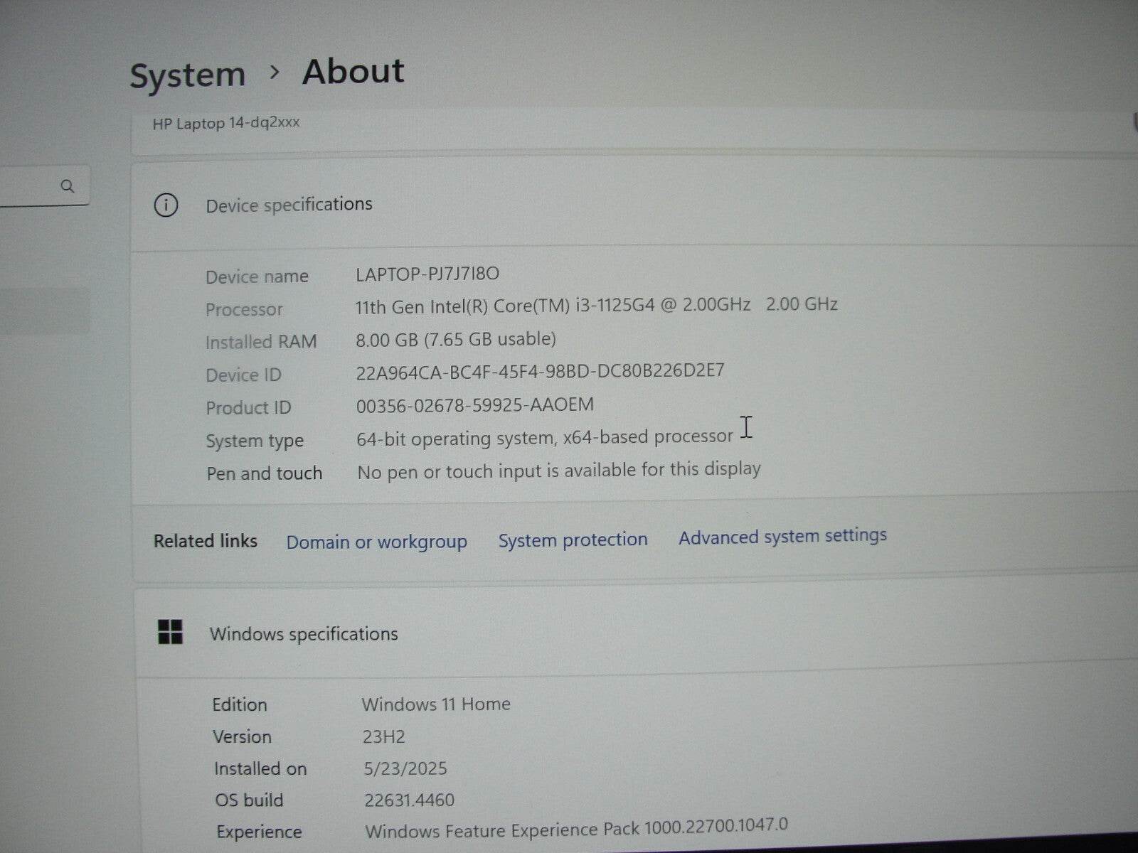 HP 14-dq2053cl 14” FHD Intel Core i3-1125G4 2.6GHz 8GB 256GB SSD+Charger - Tested Computer Laptop Parts