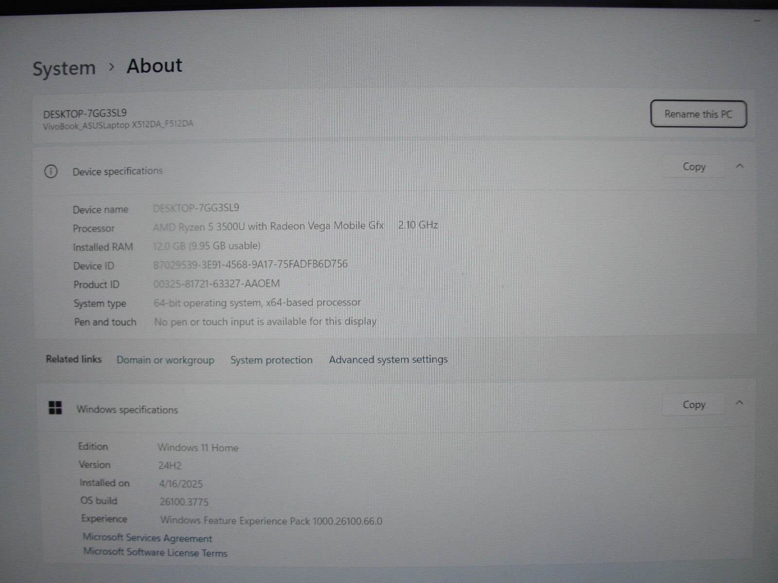 Asus VivoBook F512DA 15.6” FHD AMD Ryzen 5 3500U 2.1GHz 12GB 128GB SSD/HDD 1TB - Tested Computer Laptop Parts