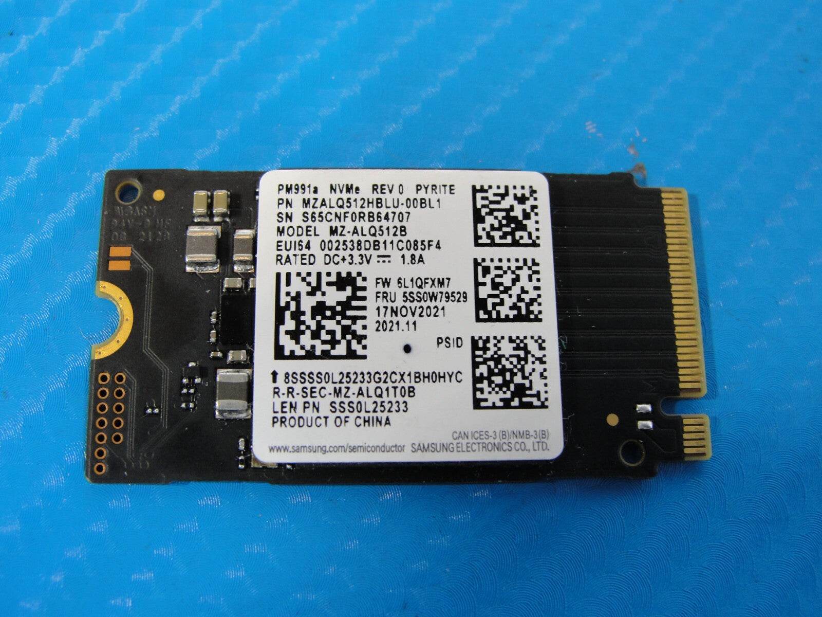 Samsung 512GB SSD M.2 2242 PM991a NVMe MZALQ512HBLU-00BL1 MZ-ALQ512B - Tested Computer Laptop Parts