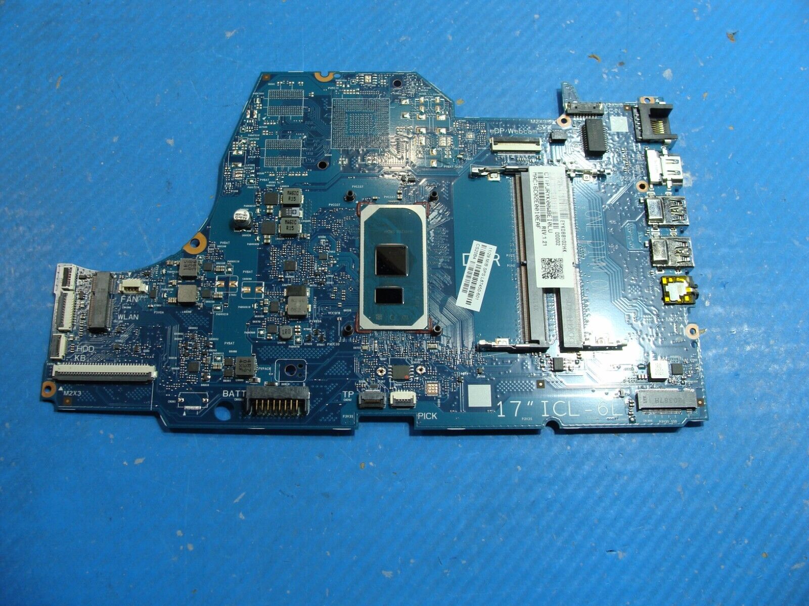 HP 17.3” 17-by3635cl Intel i3-1005G1 1.2GHz Motherboard L87450-601 6050A3168901