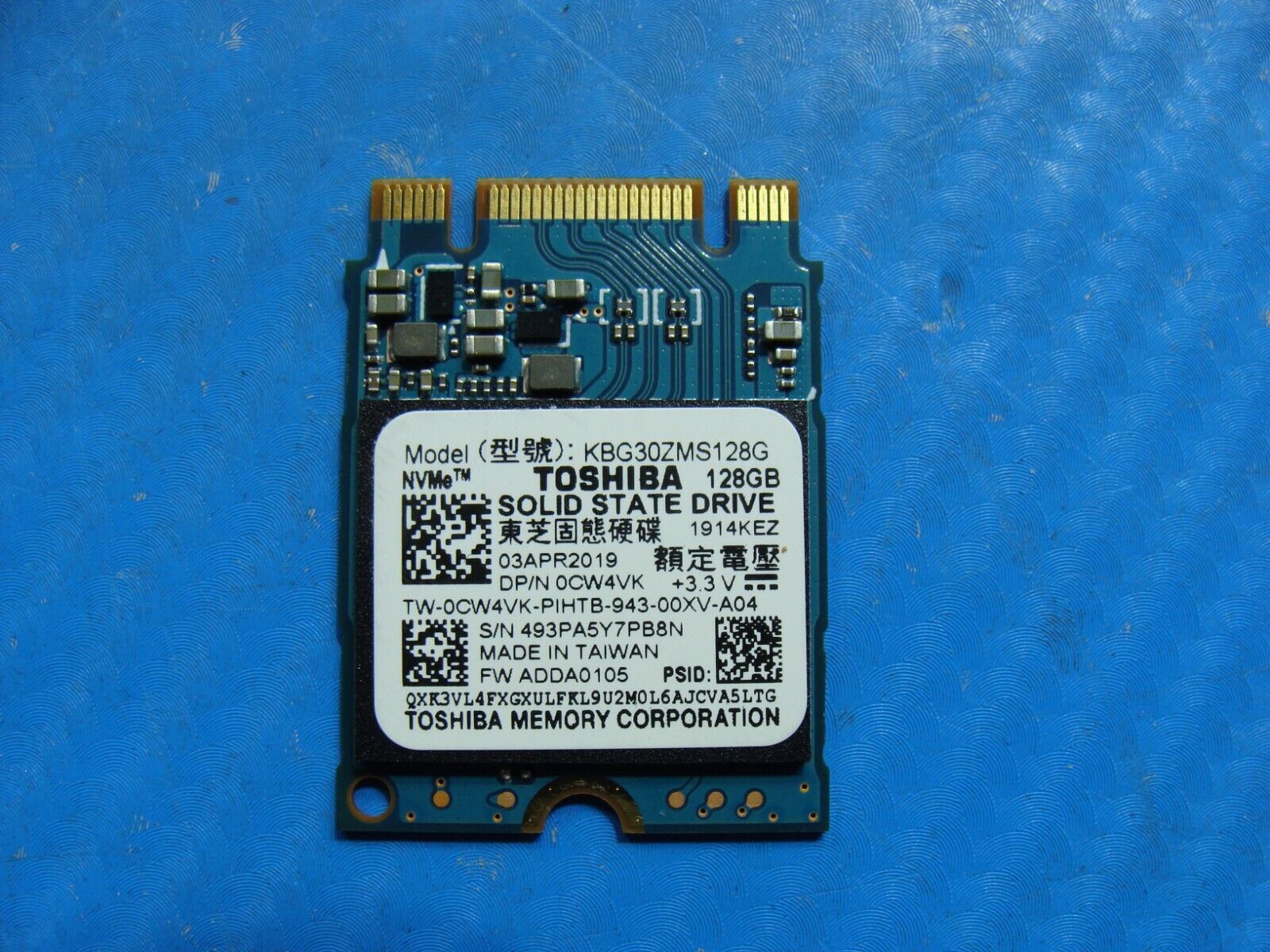 Dell G5 5590 Toshiba M.2 NVMe 128GB SSD Solid State Drive KBG30ZMS128G CW4VK