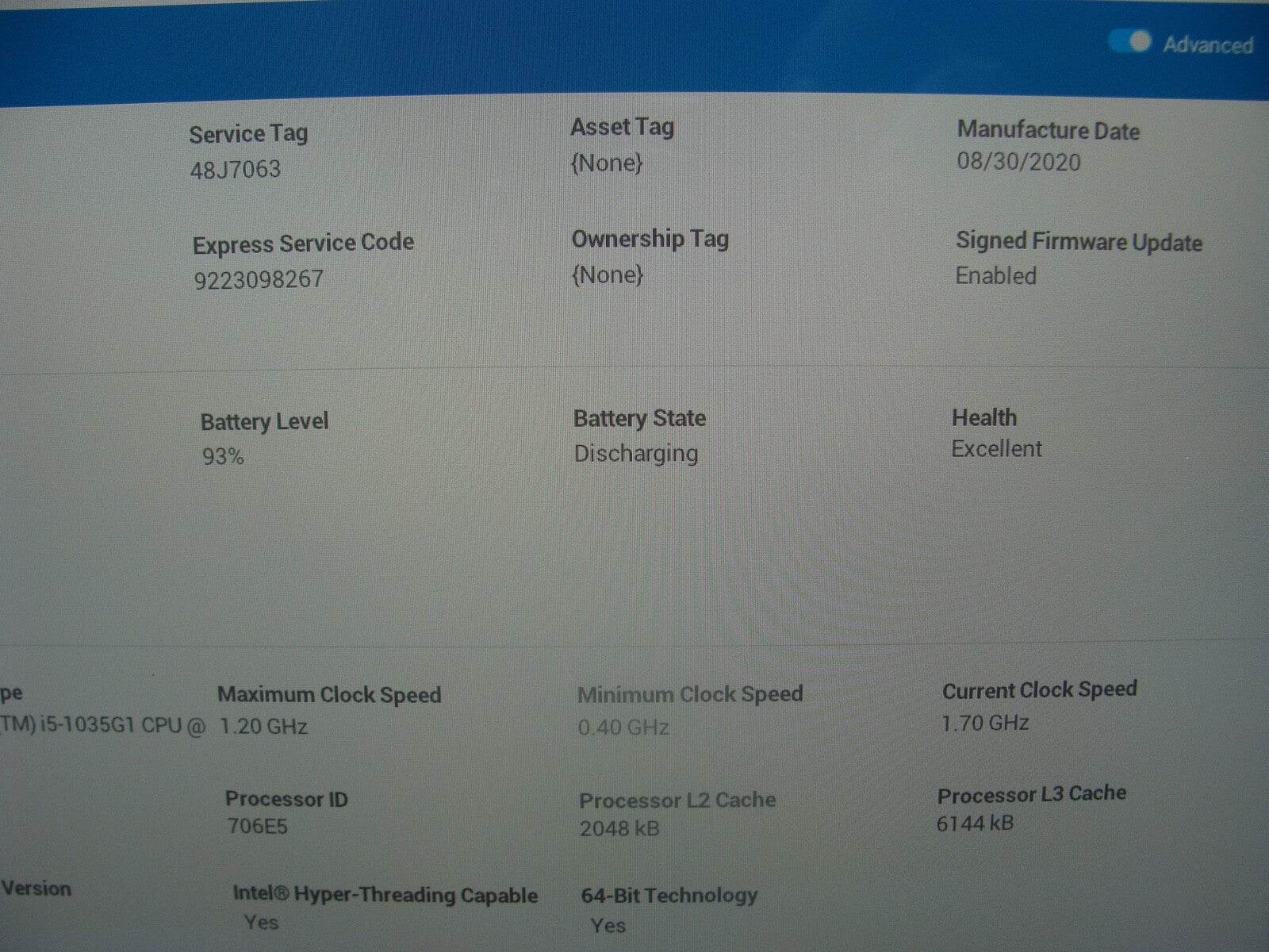 Power Touch PWR Battery Dell XPS 13 9300 Intel i5-10th Gen 1.0GHz 8GB 256GB SSD - Tested Computer Laptop Parts