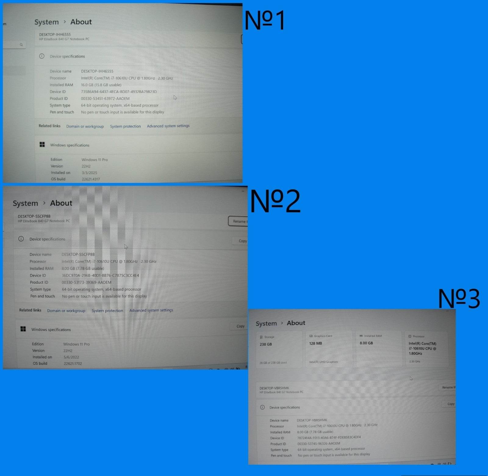 HP EliteBook 840 G7 14”FHD Intel Core i7-10610U 1.8GHz 8GB SSD Reset 256GB - Tested Computer Laptop Parts