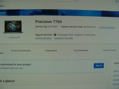 Dell Precision 7760 17.3"FHD i7-11850H 2.5GHz 32GB 256GB RTX A3000 WRTY 03/2025