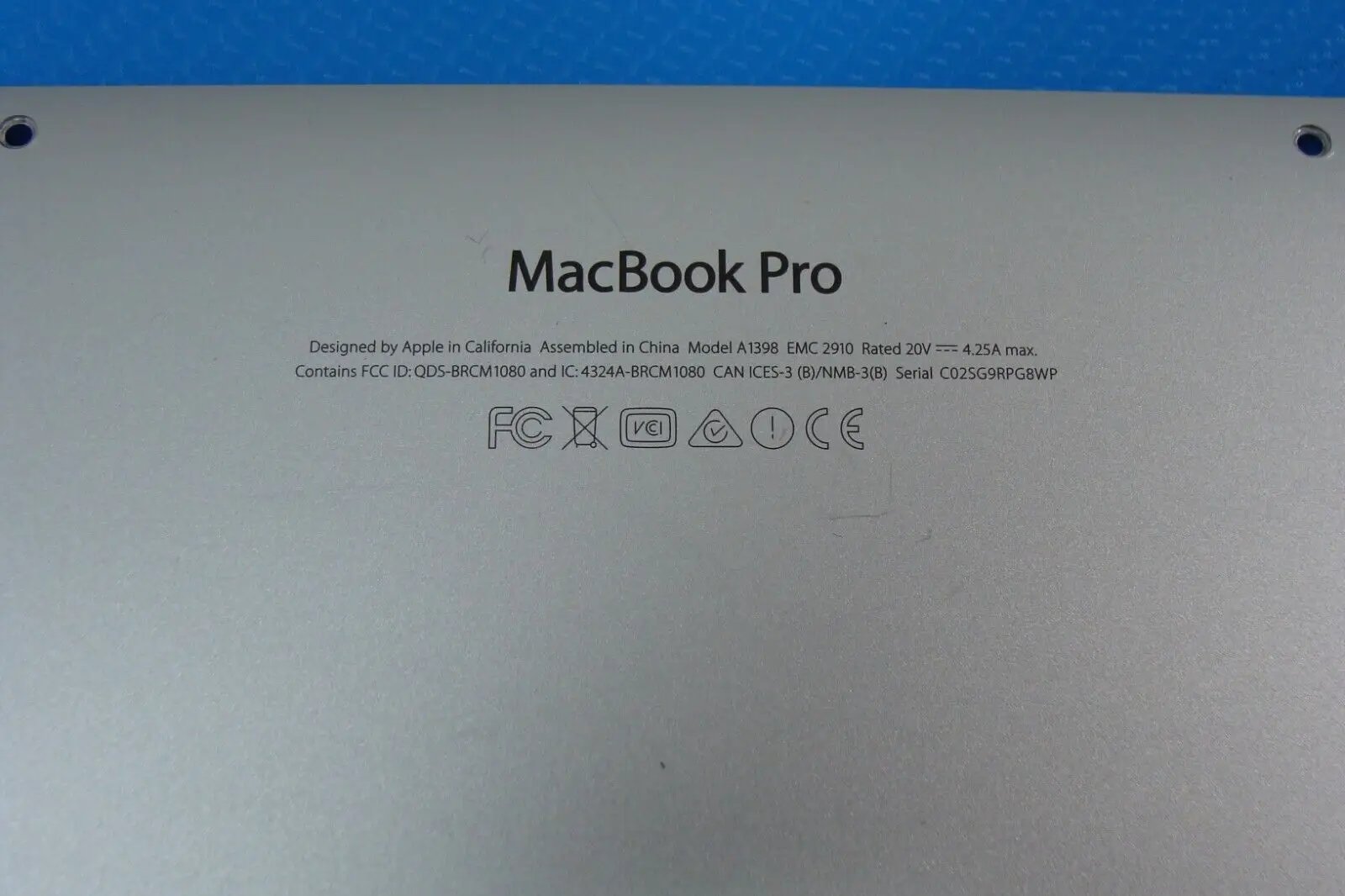 MacBook Pro A1398 Mid 2015 MJLQ2LL/A MJLT2LL/A 15