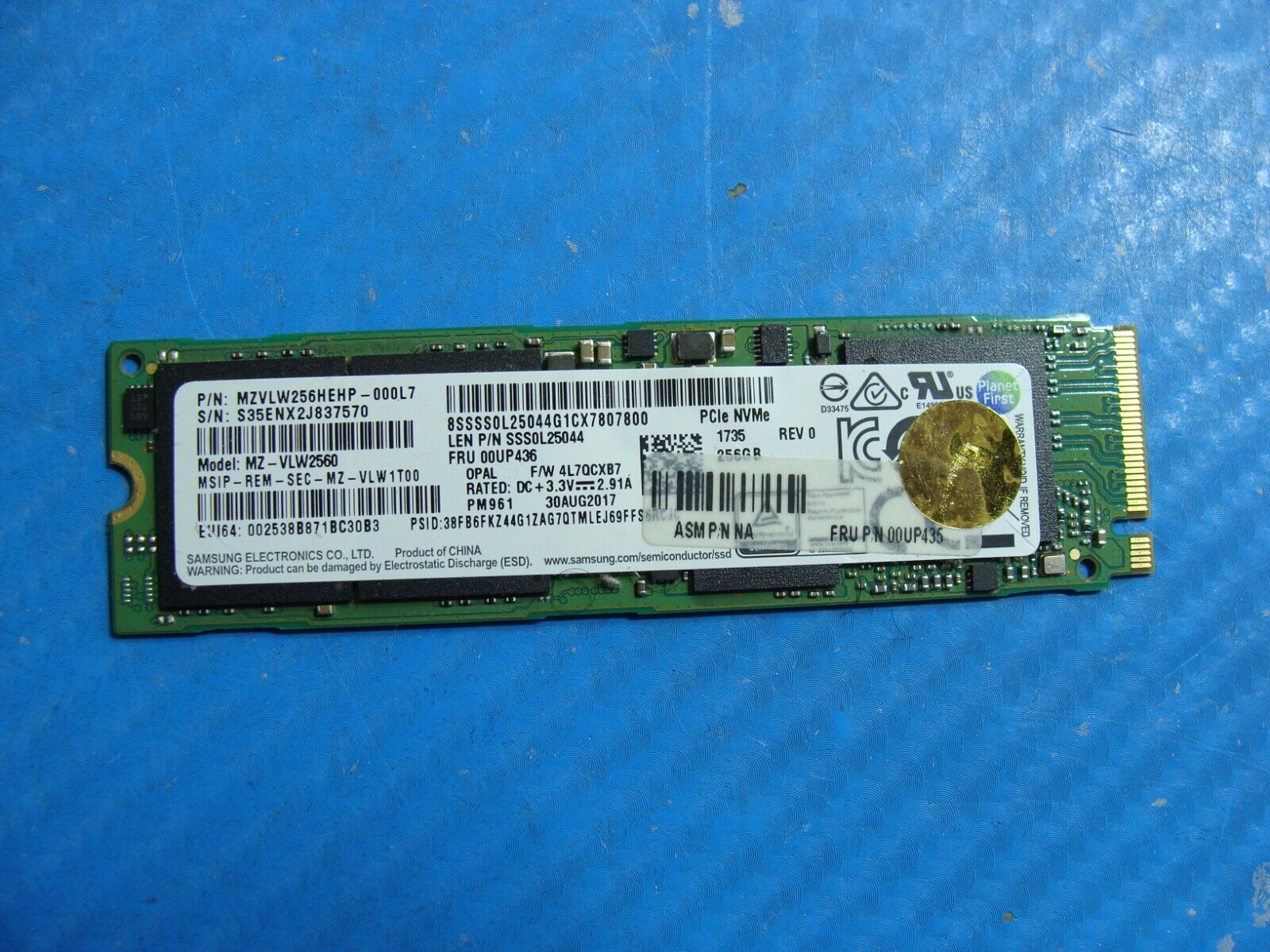 Dell 7490 Samsung 256GB NVMe M.2 SSD Solid State Drive MZVLW256HEHP-000L7