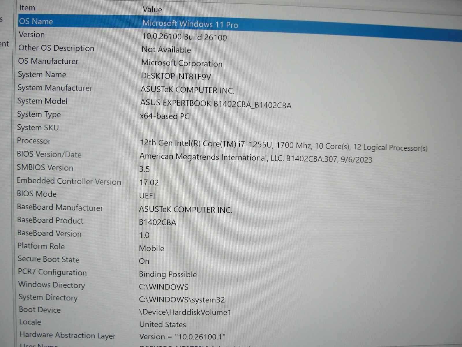Asus ExpertBook B1402CBA 14”FHD Core i7-1255U 1.7GHz 16GB 512GB SSD+Charger - Tested Computer Laptop Parts