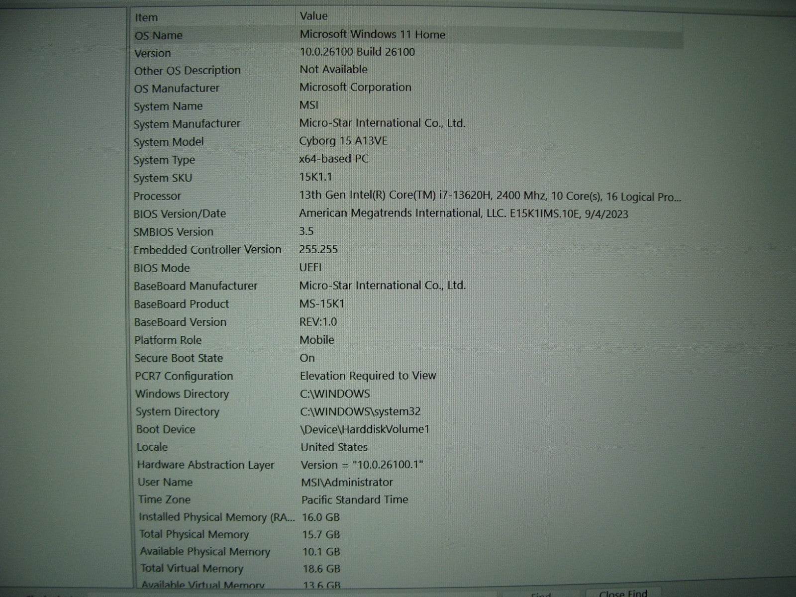 MSI Cyborg 15 A13 15.6'' FHD 144hz i7-13620H 2.4GHz 16GB 512GB RTX4050 Batt 81% - Tested Computer Laptop Parts