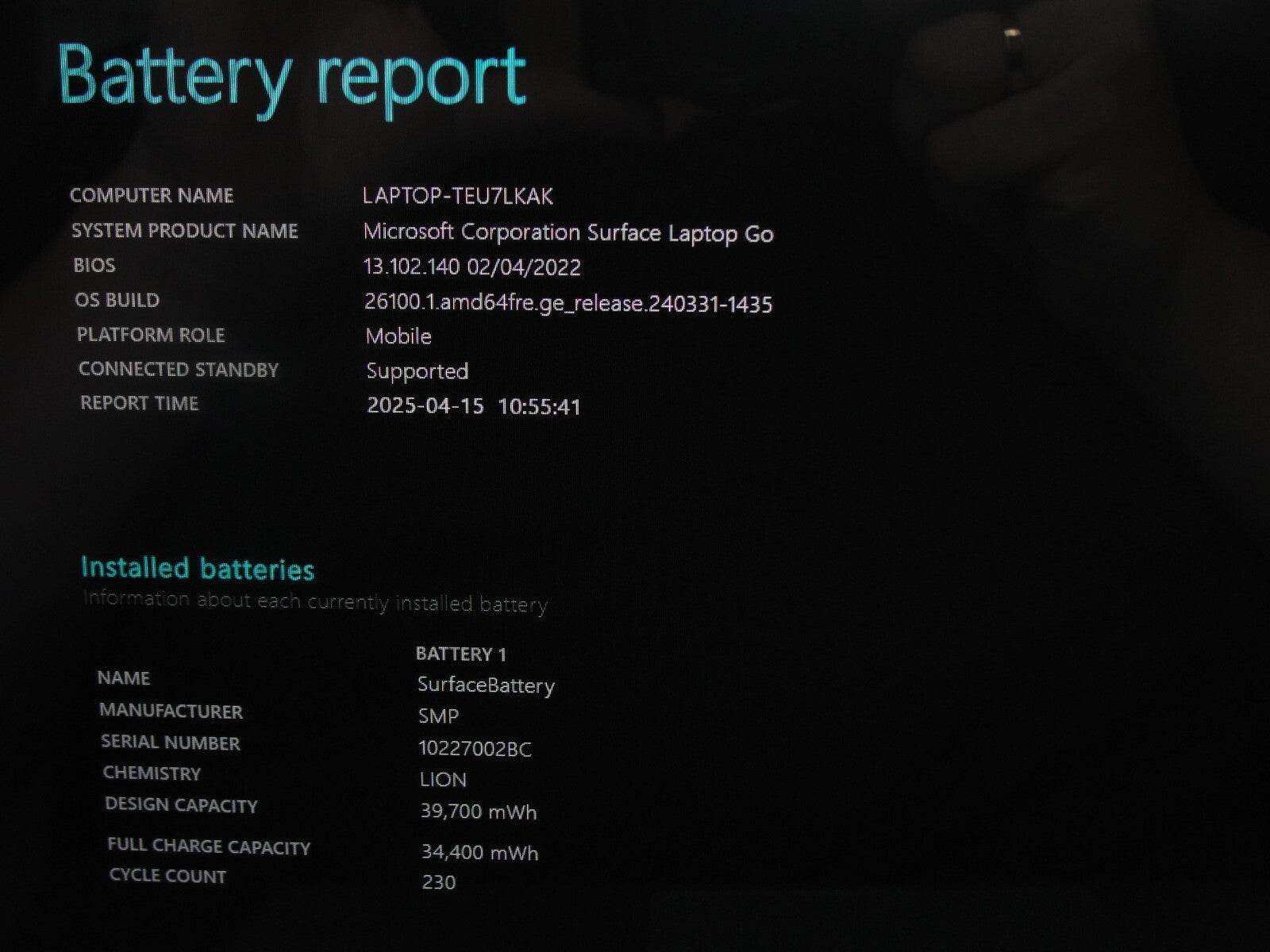 Microsoft Surface laptop Go 1943 12.4” TOUCH HD i5-1035G1 1GHz 8GB 128GB SSD - Tested Computer Laptop Parts