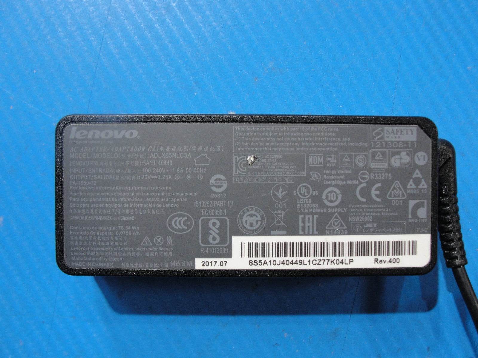 Original Lenovo 65W AC Adapt 20V 3.25A Round Barrel Tip 5.5 × 2.5mm (No pin) - Tested Computer Laptop Parts