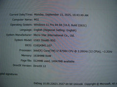 MSI GS65 Stealth 8SG 15.6''FHD 144hz i7-8750H 2.2GHz 16GB 256GB SSD RTX 2080 - Tested Computer Laptop Parts