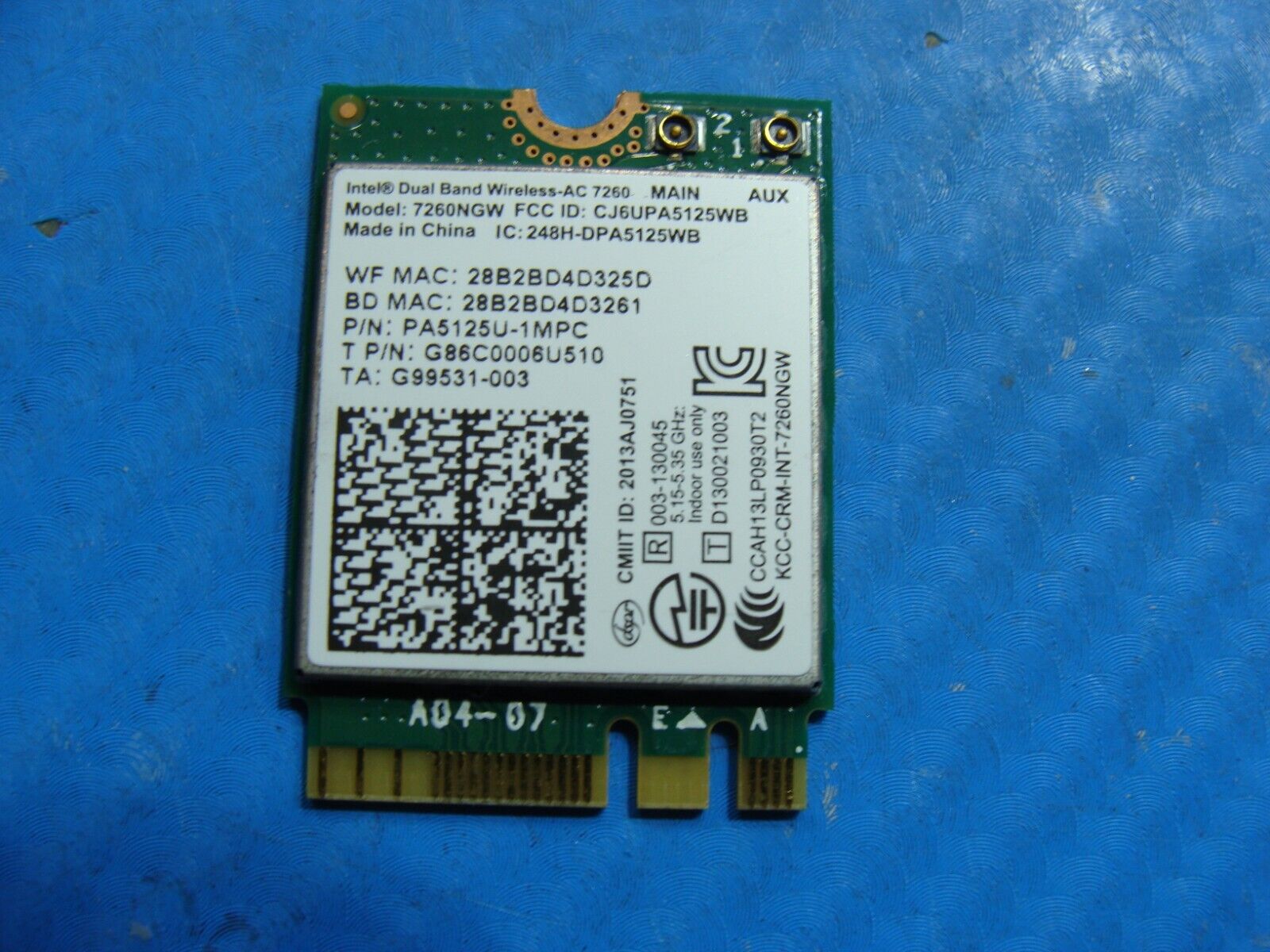 Toshiba Satellite Radius 15.6” P55W-B5224 OEM Laptop Wireless WiFi Card 7260NGW