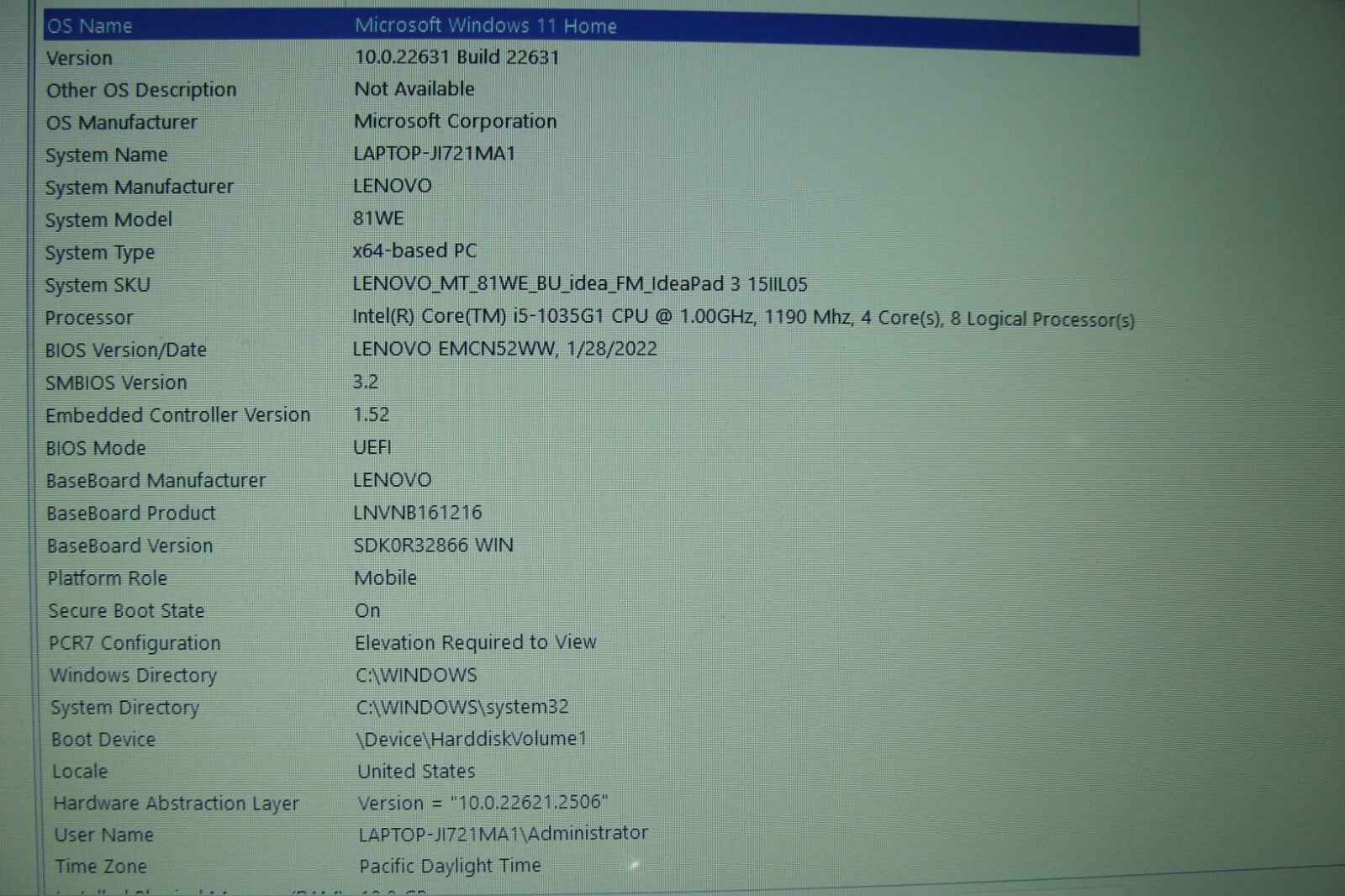 Lenovo IdeaPad 3-15IIL05 15.6