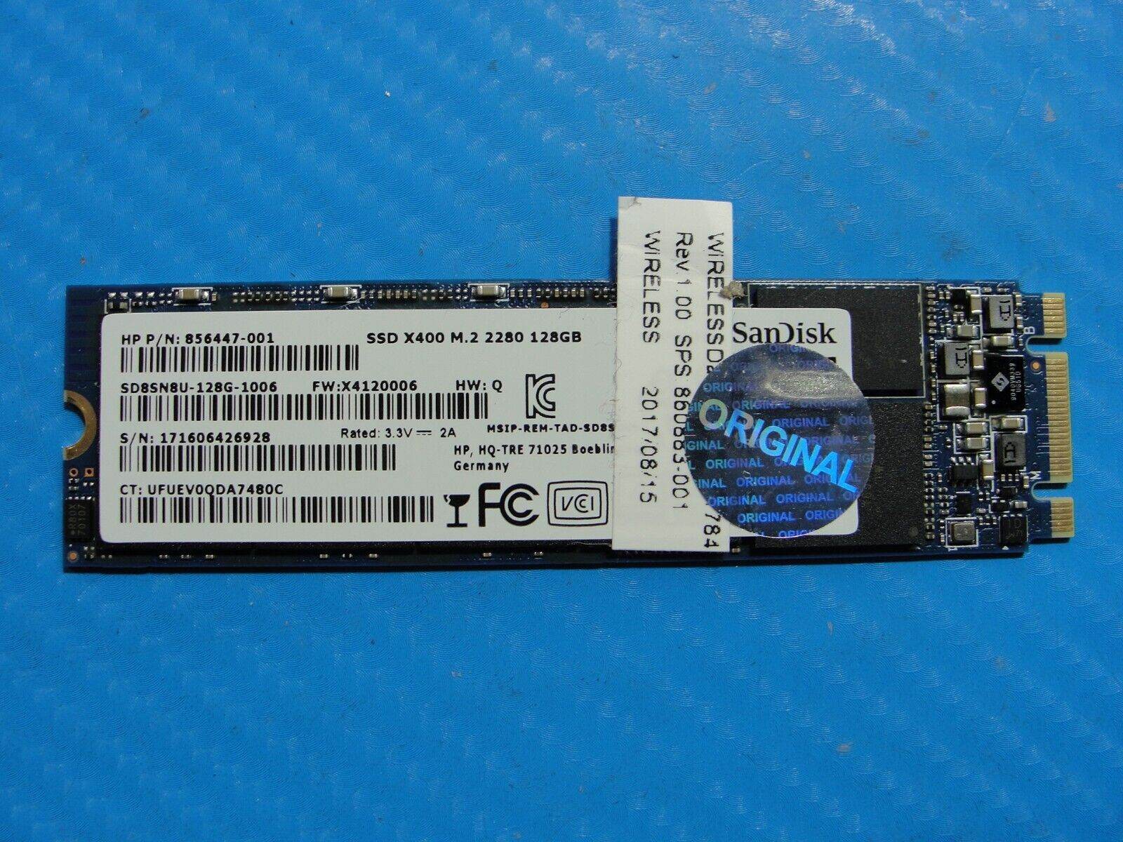 HP 11 G1 EE SanDisk M.2 SATA 128GB SSD Solid State Drive SD8SN8U-128G-1006 - Tested Computer Laptop Parts
