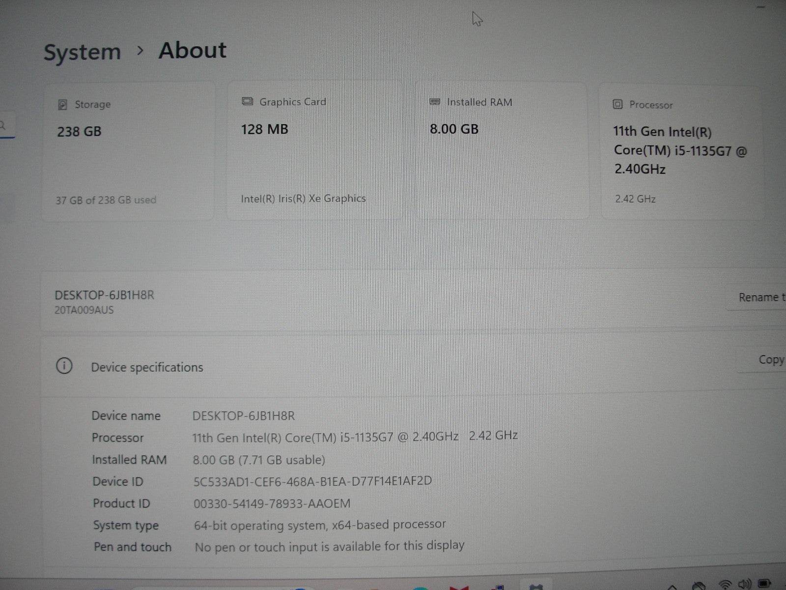 Lenovo ThinkPad E14 Gen2 14”FHD Intel Core i5-1135G7 2.4GHz 8GB SSD Reset 256GB - Tested Computer Laptop Parts