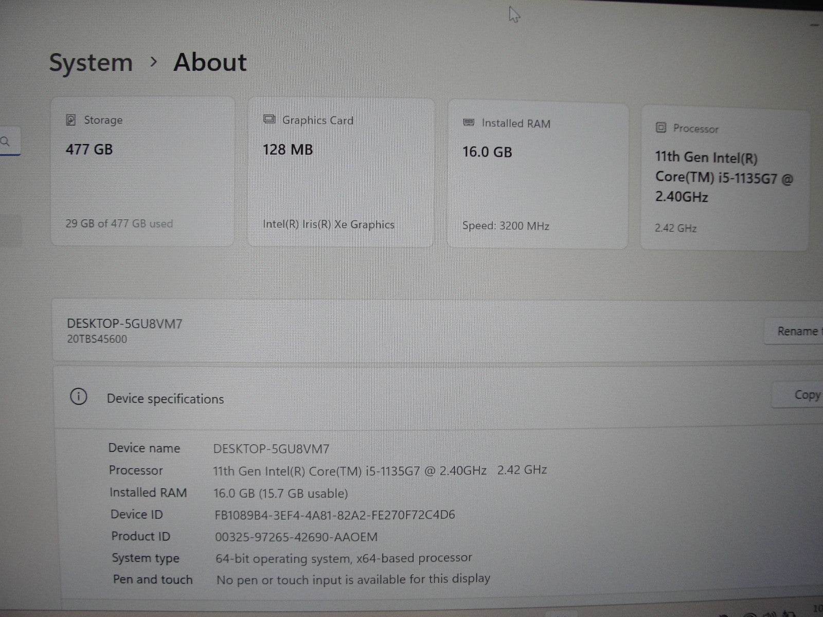 Lenovo ThinkPad E14 Gen 2 14”FHD Core i5-1135G7 2.4GHz 16GB SSD Reset 512GB - Tested Computer Laptop Parts
