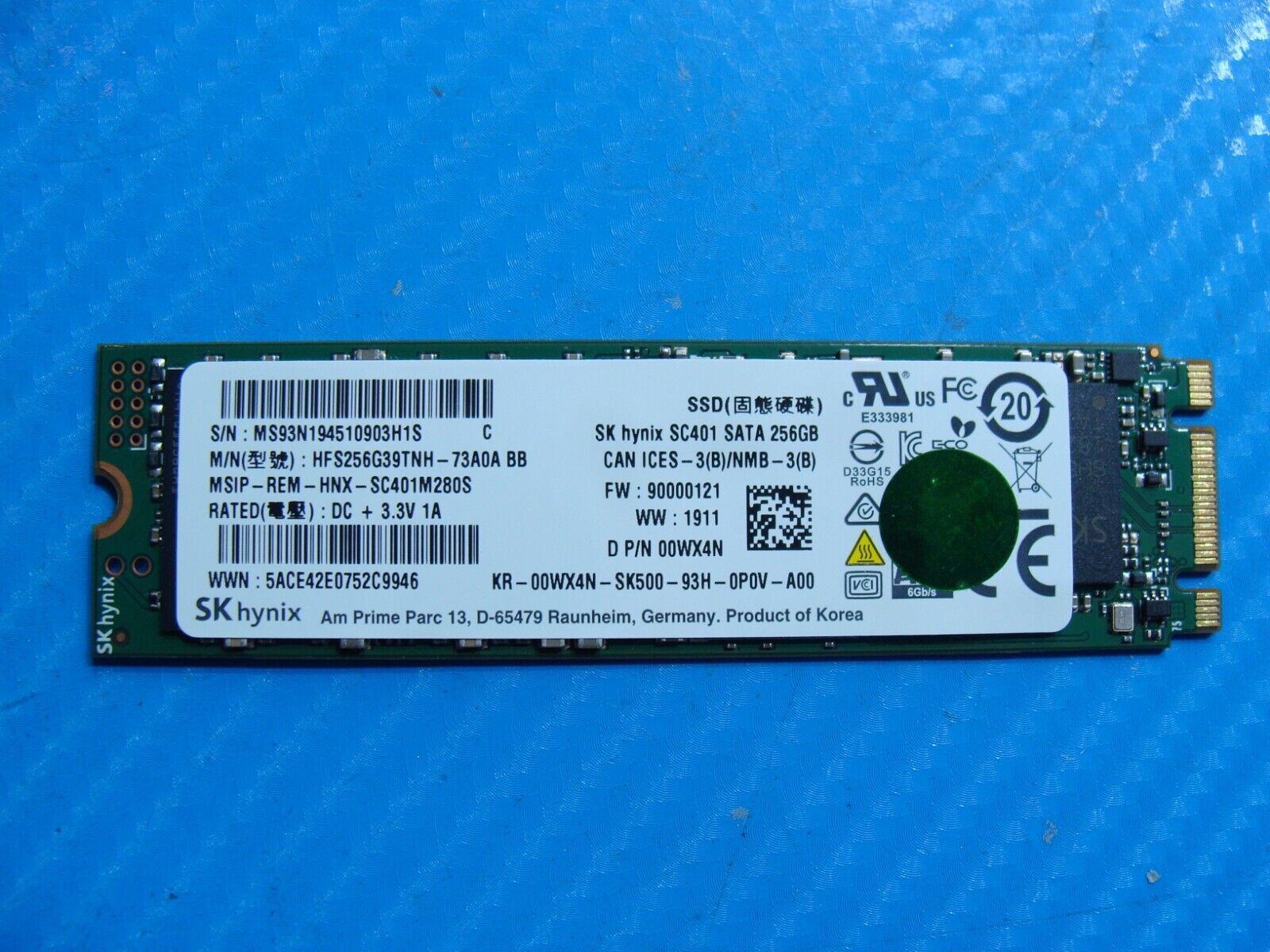Dell 7490 SK Hynix 256Gb Sata M.2 SSD Solid State Drive HFS256G39TNH-73A0A 0WX4N