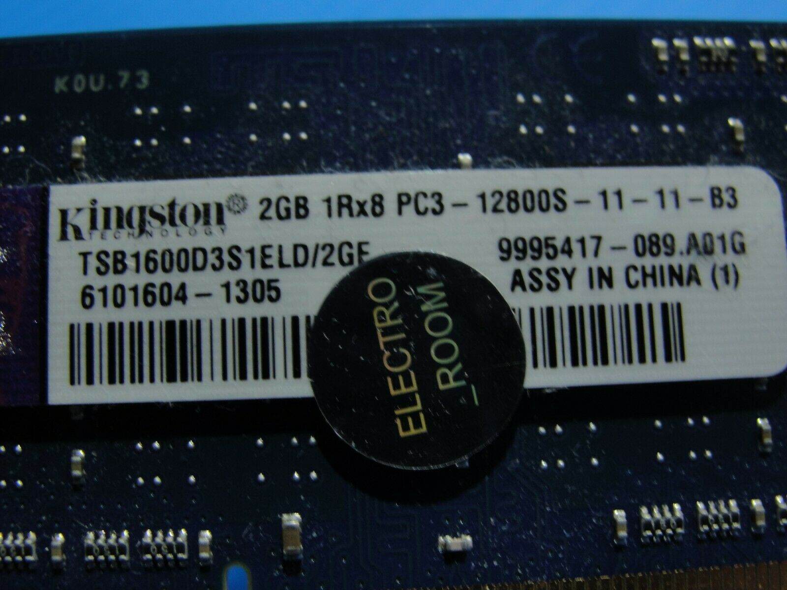 Toshiba C855-S5350 Kingston 2GB PC3-12800S SO-DIMM Memory RAM TSB1600D3S1ELD/2GE - Tested Computer Laptop Parts