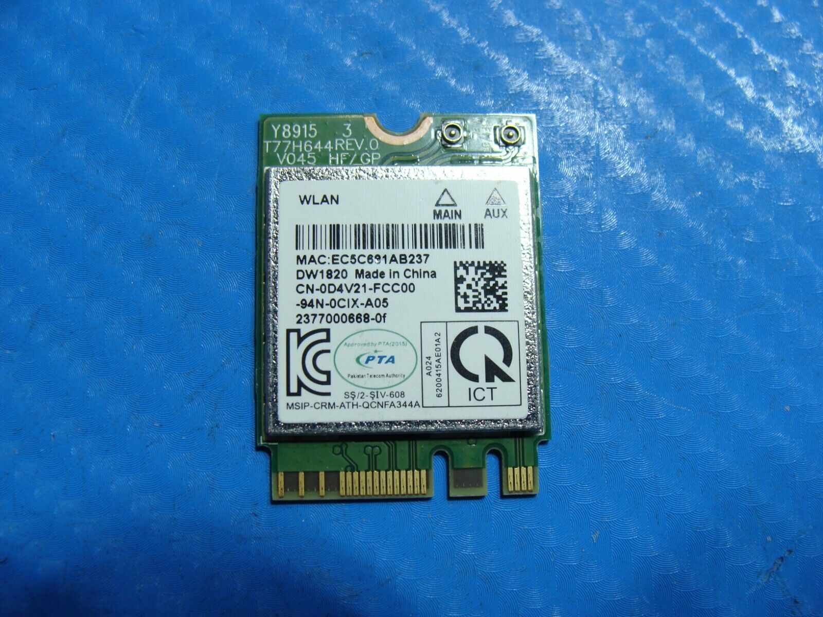 Dell Latitude 7390 13.3" Genuine WiFi Wireless Card QCNFA344A D4V21