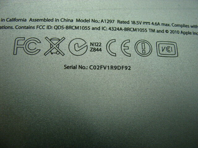 MacBook Pro A1297 MC725LL/A Early 2011 17