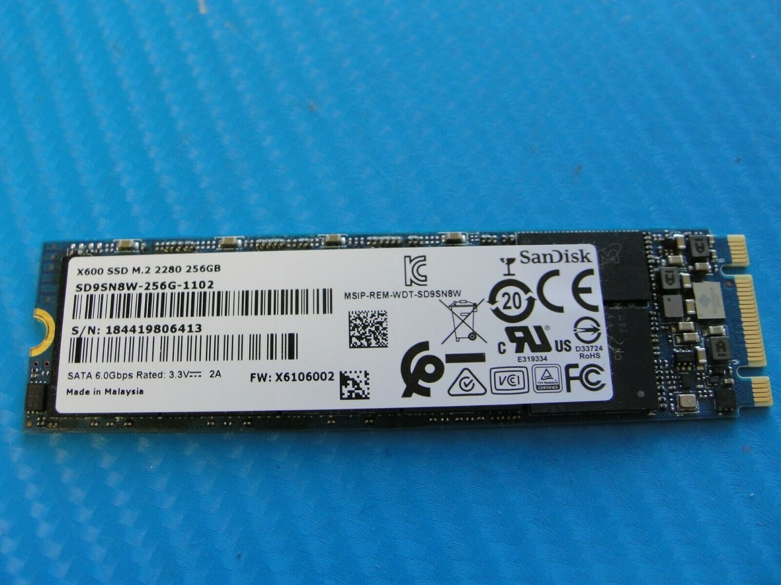 SanDisk X600 M.2 2280 NVMe 256GB SD9SN8W-256G-1102 Laptop SSD Solid State Drive 