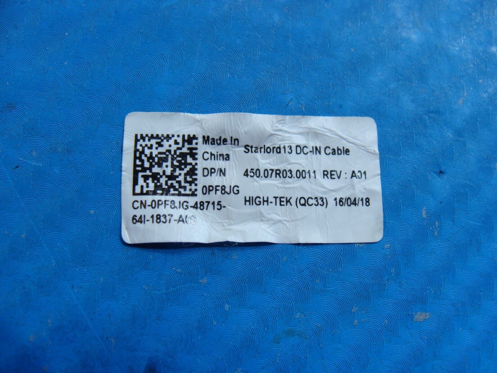 Dell Inspiron 13 7368 13.3 Genuine DC in Power Jack wCable PF8JG 450.07R03.0011