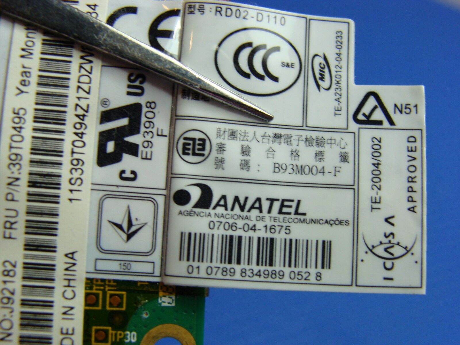 Lenovo Thinkpad T61P 15.4” Genuine Laptop Internal Modem Card RD02-D110 39T0495 - Tested Computer Laptop Parts