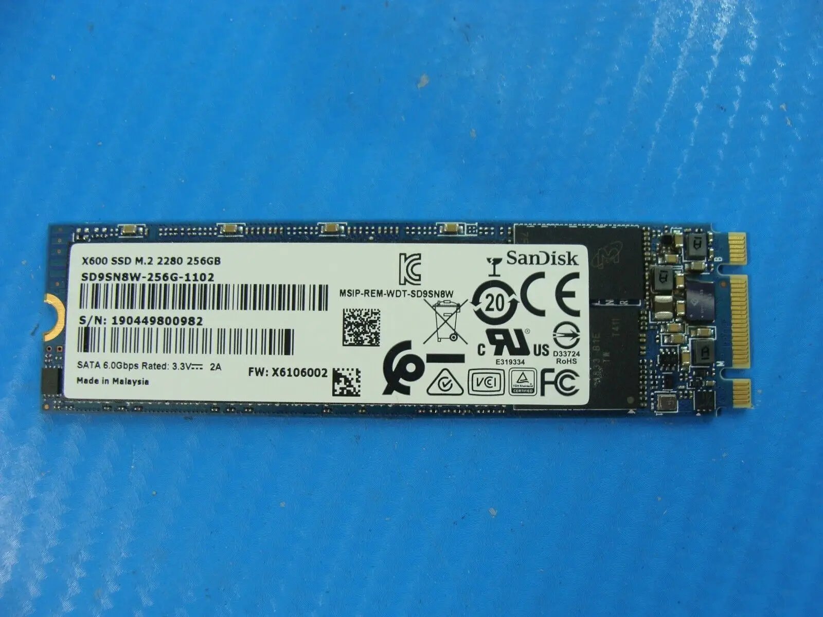 Asus S530FA SanDisk M.2 NVMe 256GB SSD Solid State Drive SD9SN8W-256G-1102