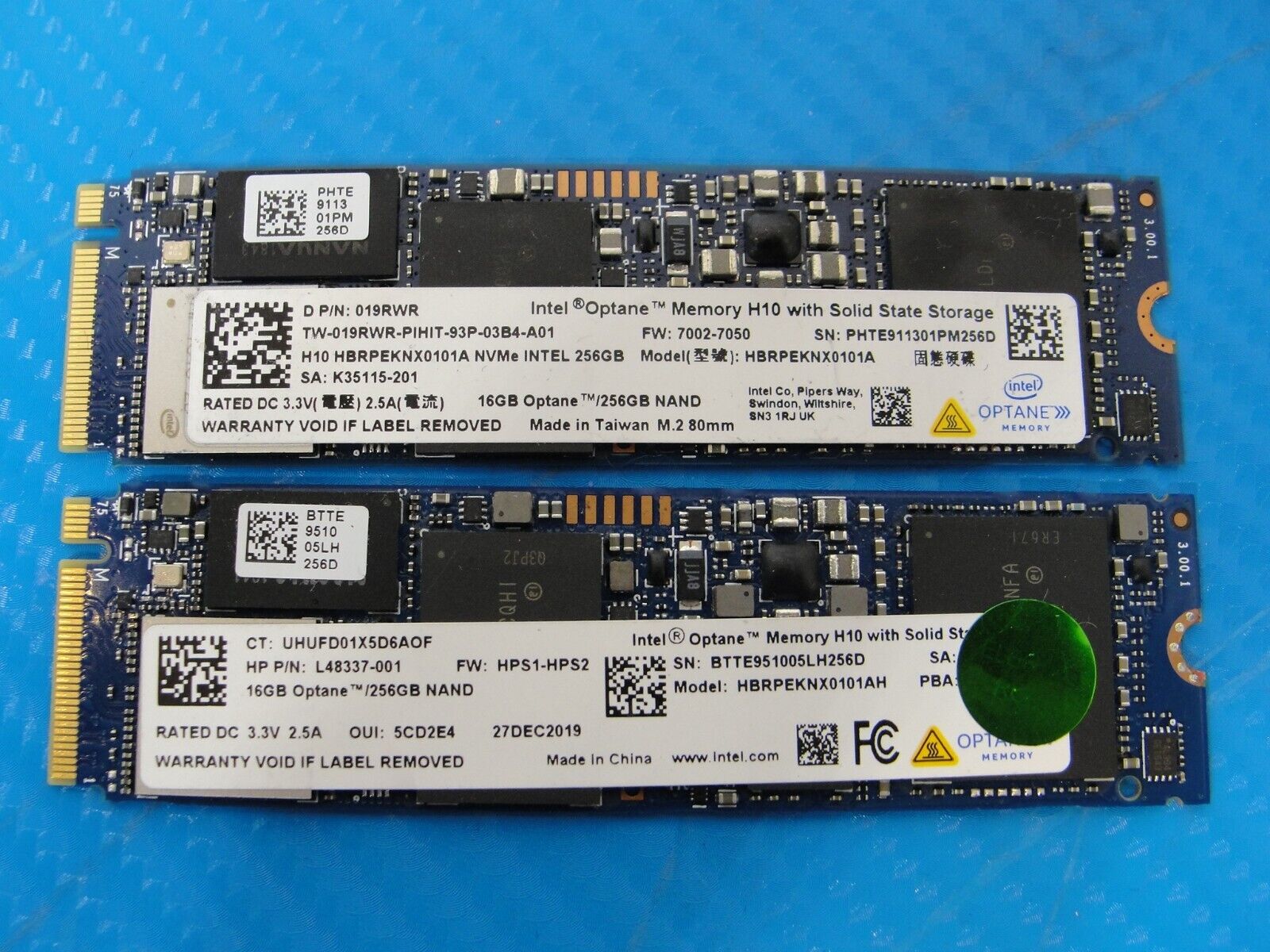 LOT od 2 Optane 16GB 256GB NVMe M.2 SSD HBRPEKNX0101AH L48337-001 HBRPEKNX0101A