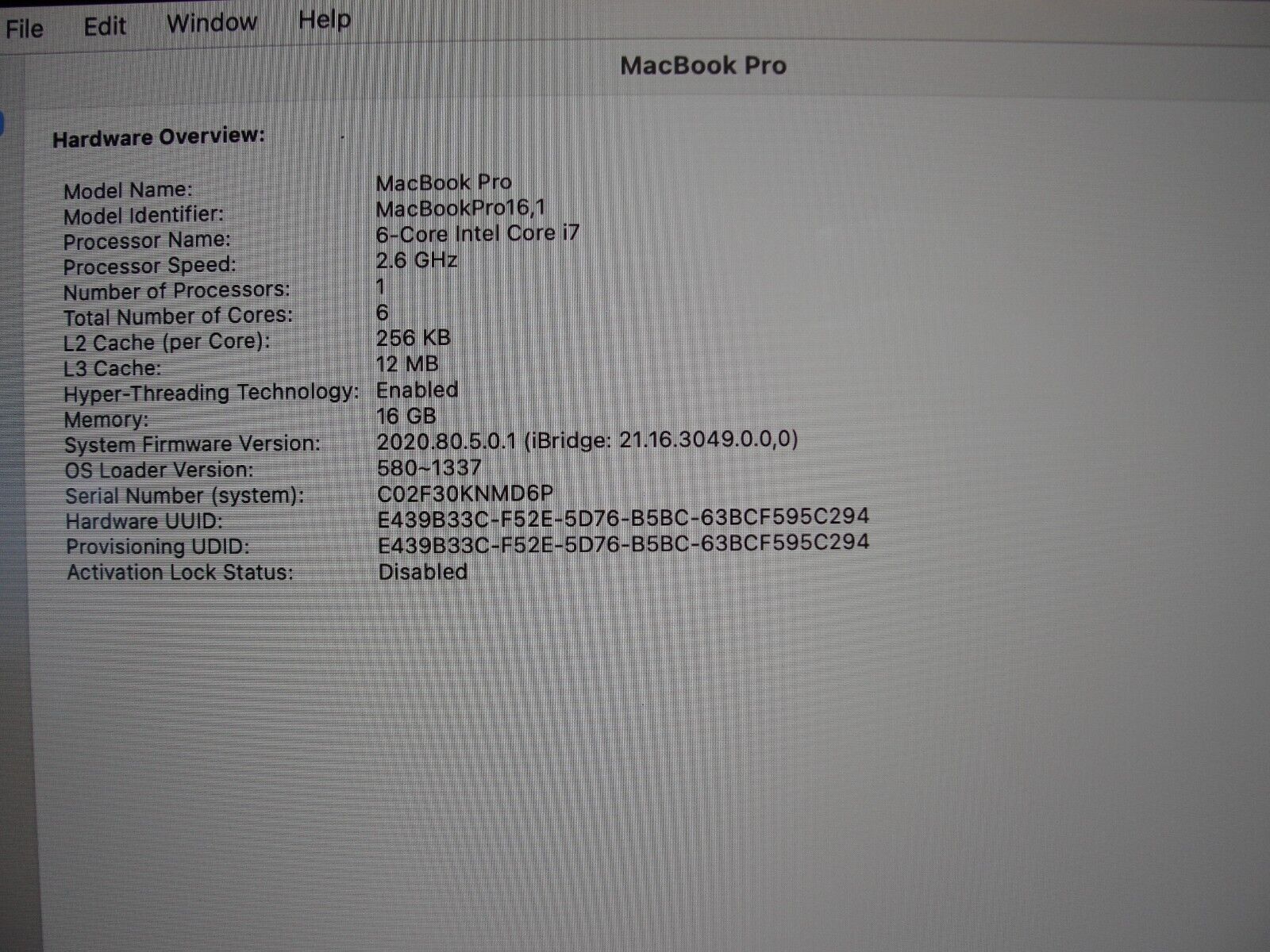 77 cycles Apple MacBook Pro 16 A2141 2019 Core i7-9 16GB 512GB Radeon Pro 5300M