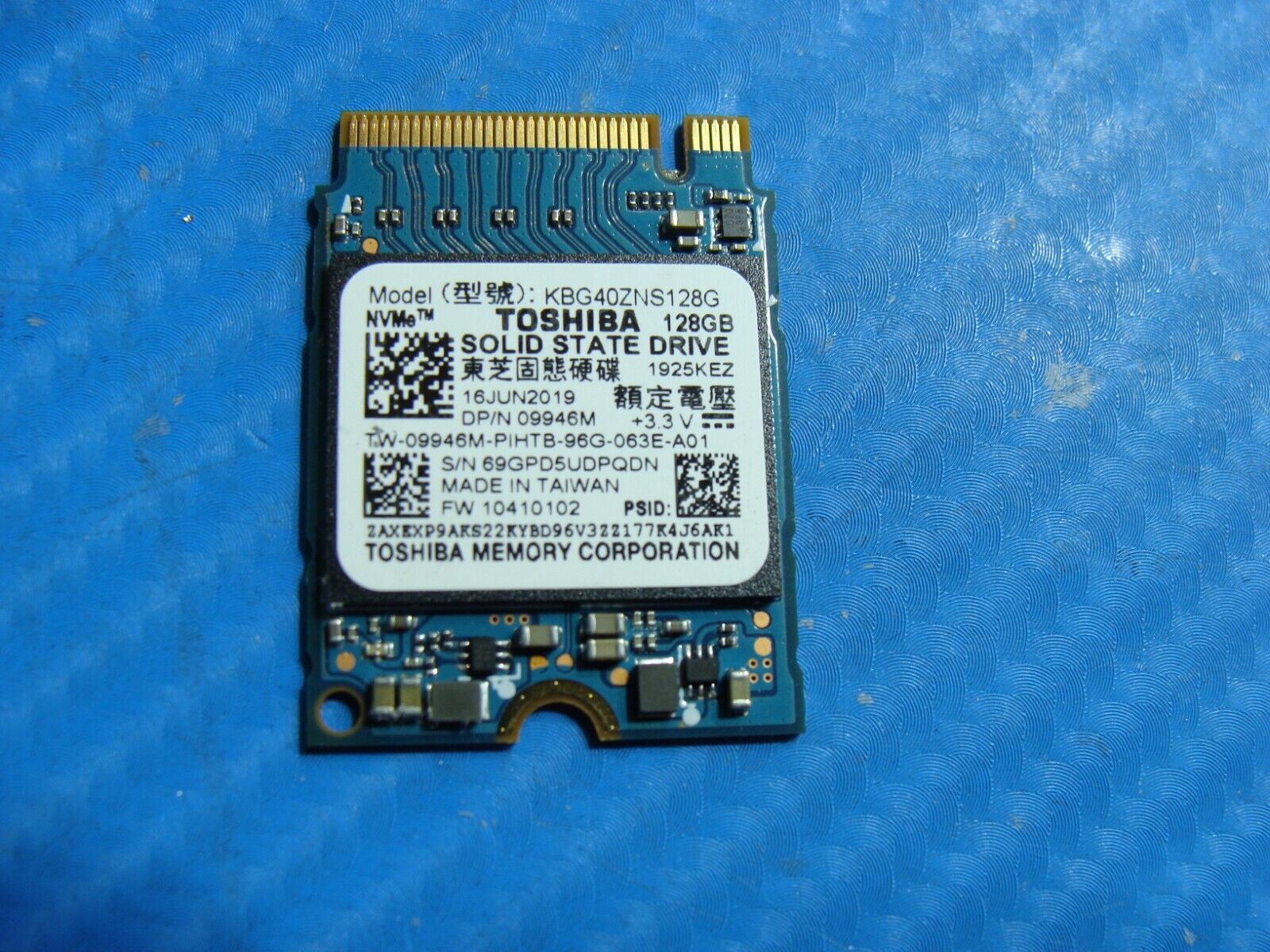 Dell 3583 Toshiba 128GB M.2 NVMe SSD Solid State Drive 9946M KBG40ZNS128G 9946M
