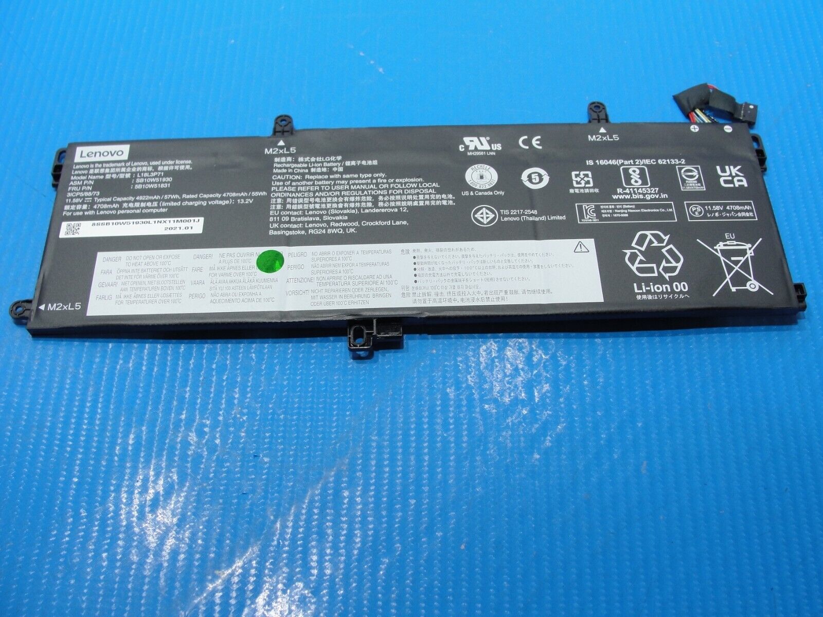 Lenovo Thinkpad T15 Gen 2 15.6" Battery 11.58V 57Wh 4708mAh 5B10W51831 L18L3P71