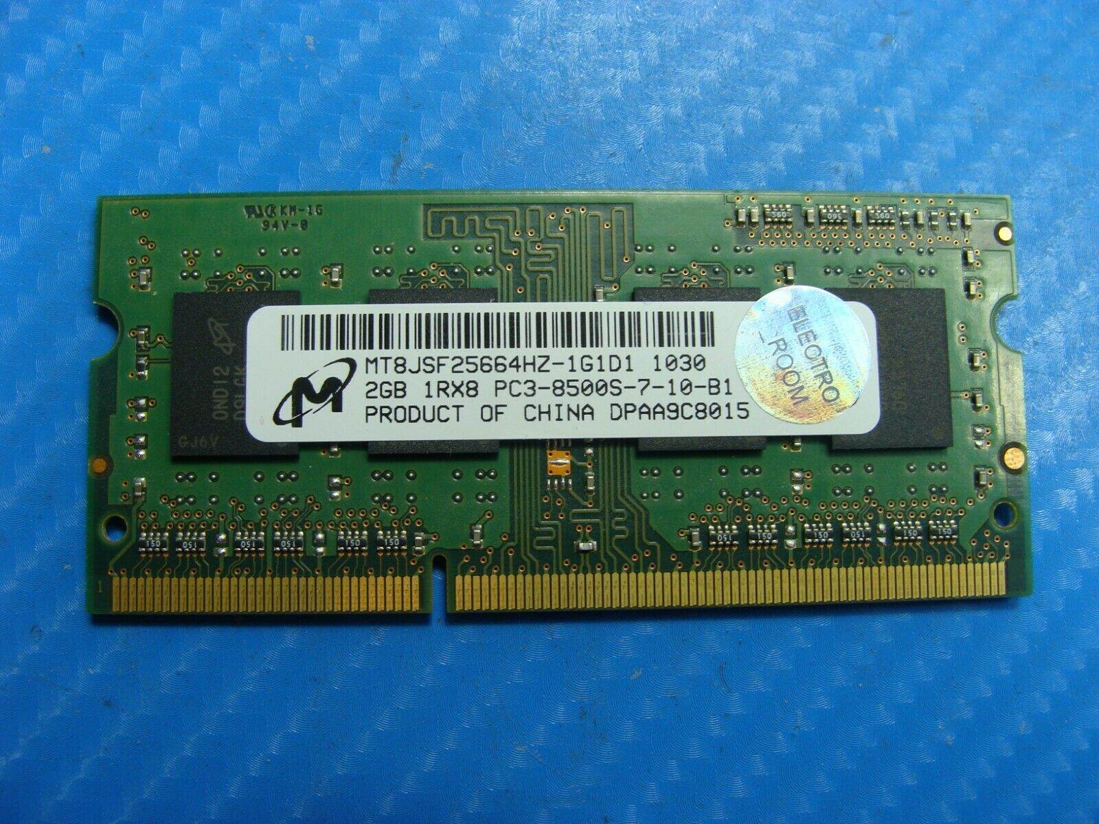 MacBook A1278 Laptop Micron 2GB Memory PC3-8500S-7-10-B1 MT8JSF25664HZ-1G1D1 - Tested Computer Laptop Parts