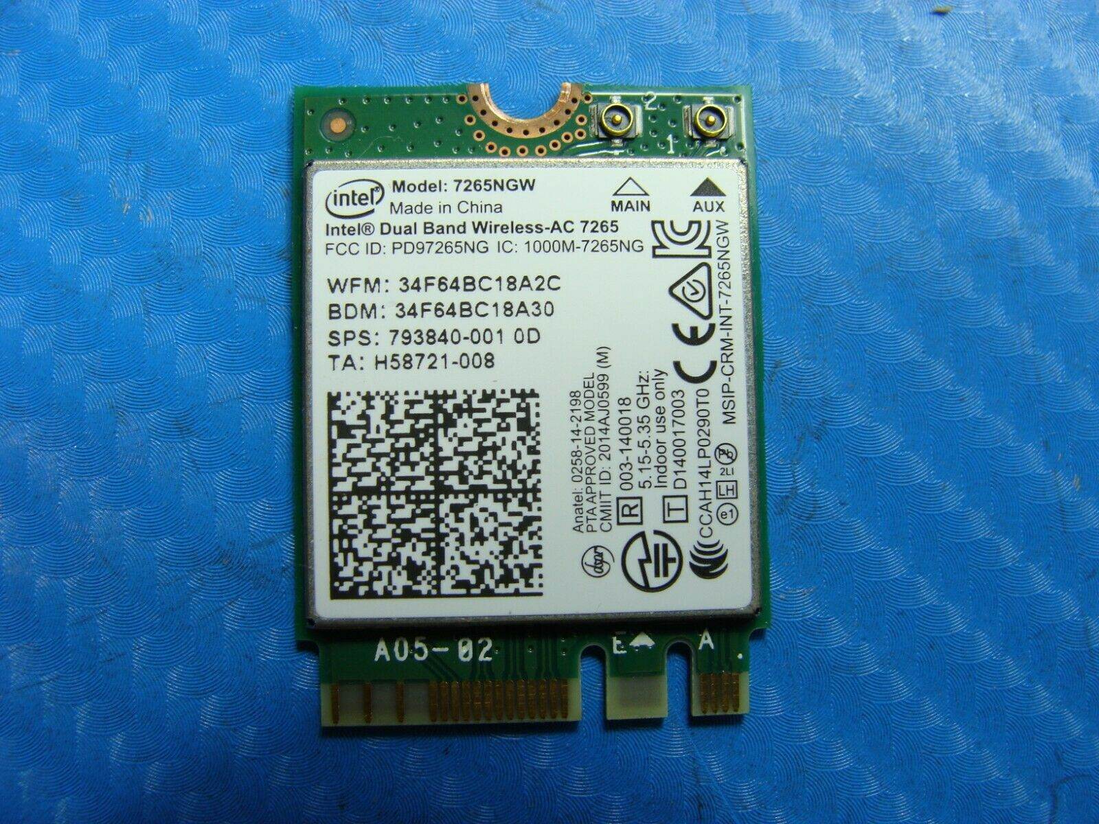 HP ENVY x360 13-y023cl 13.3'' Genuine WiFi Wireless Card 7265NGW 793840-001 - Tested Computer Laptop Parts