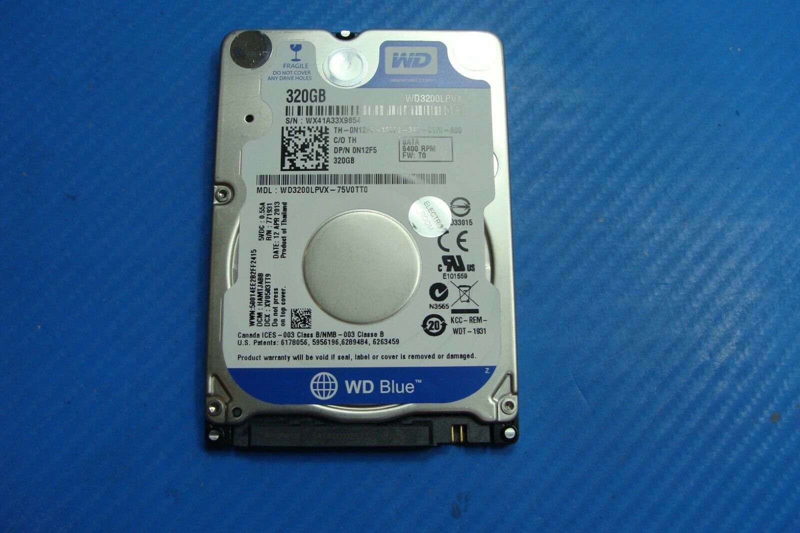 Dell Inspiron 15.6" 15-3521 WD Blue SATA 2.5" 320GB HDD Drive n12f5 wd3200lpvx 