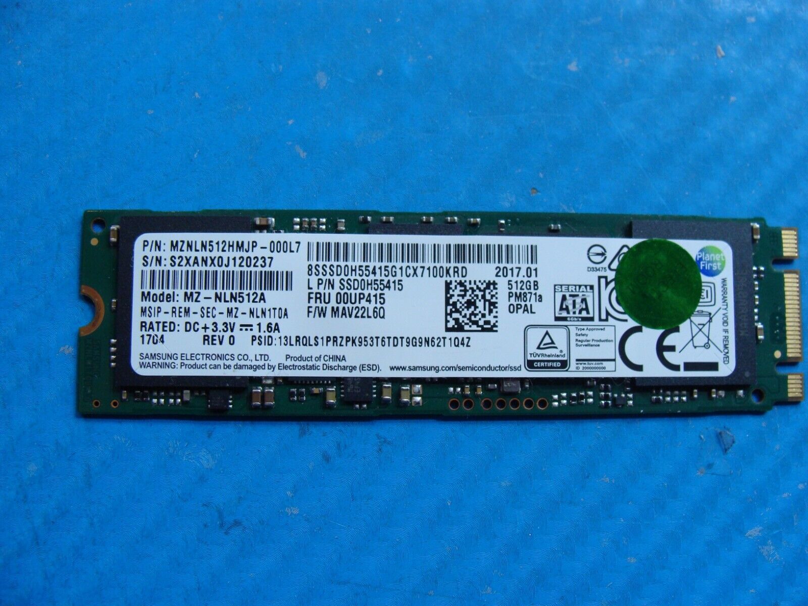 Lenovo X1 Carbon Samsung 512GB M.2 SATA SSD Solid State Drive MZNLN512HMJP-000L7