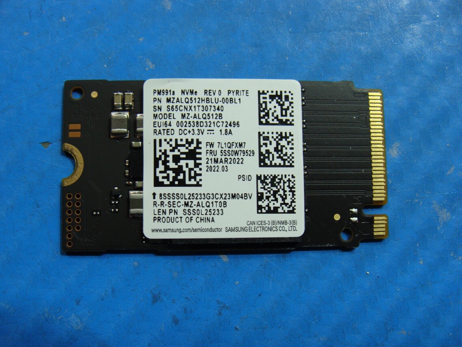 Lenovo E15 Gen 3 Samsung 512GB NVMe M.2 SSD Solid State Drive MZALQ512HBLU-00BL1